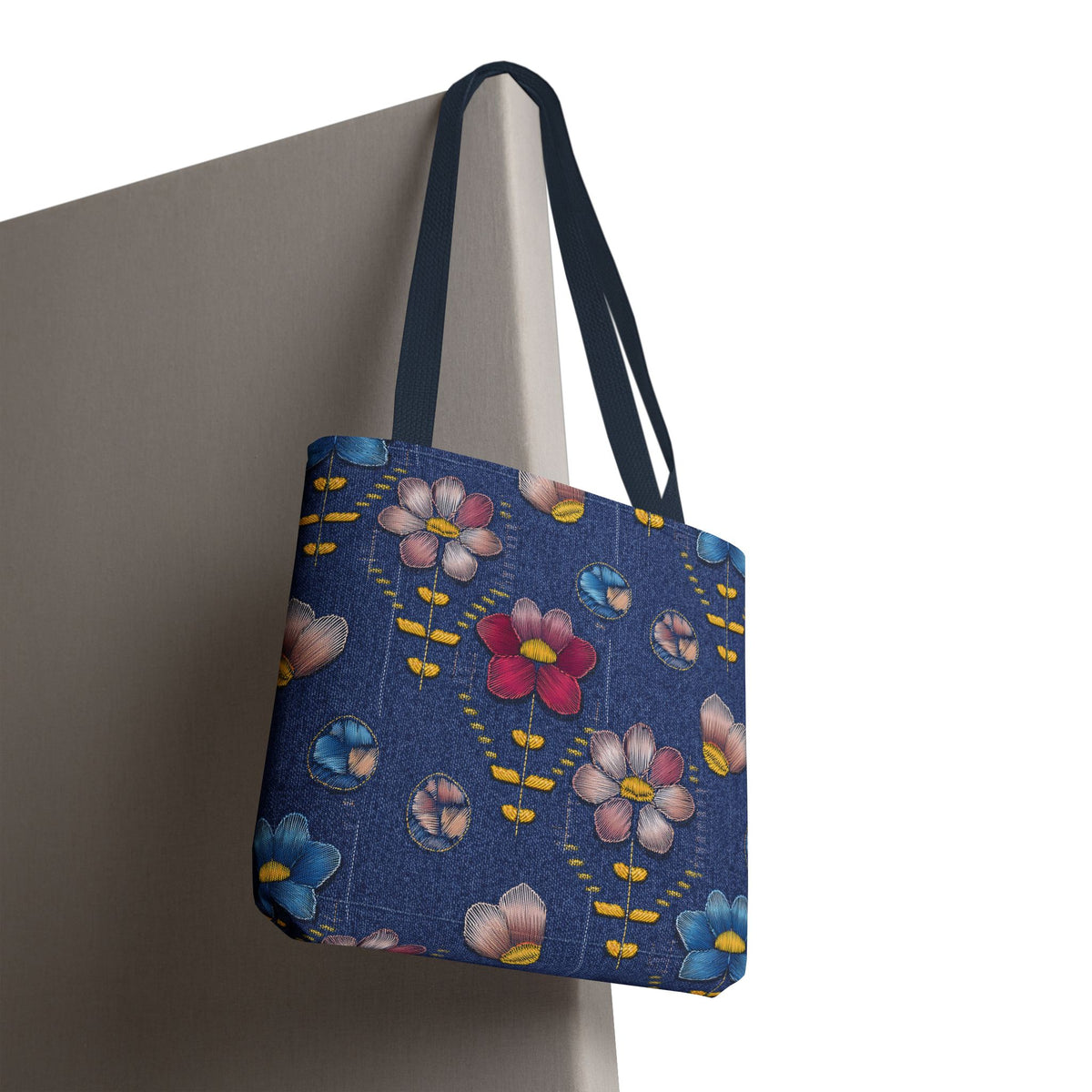 Denim Fabric Imitation Print Unisex Canvas Bag Poly Spun 3 Sizes Tote Bag 174