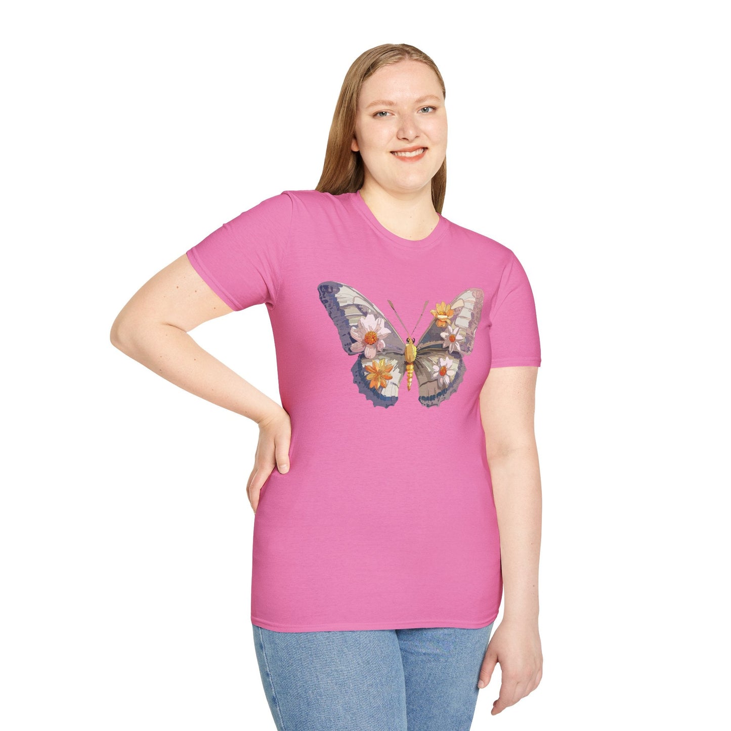 Butterfly Shirt Unisex Short Sleeve Tee Monarch Butterfly Design Gildan Softstyle 64000