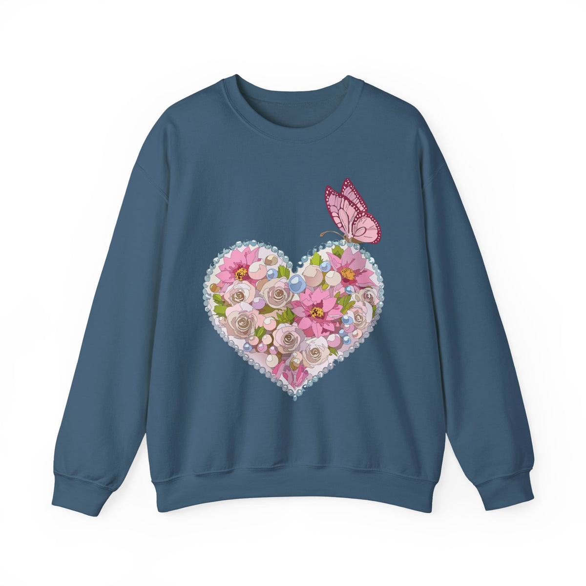 Floral Heart Love Graphic Valentine's Day Sweatshirt Unisex 50/50 Cotton-Poly Sweatshirt w32