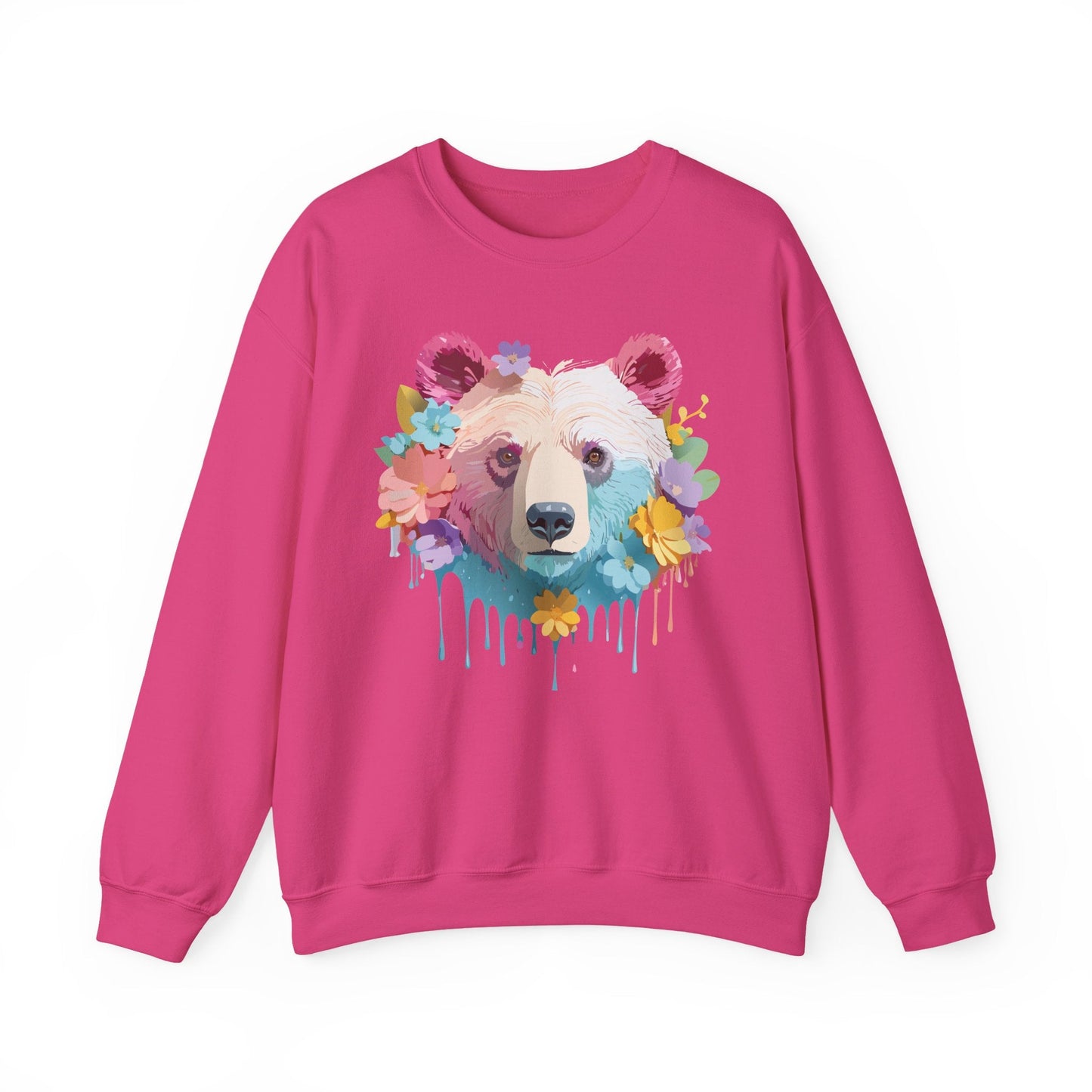Unisex Floral Bear Sweatshirt Gildan 18000 Art Design Animals