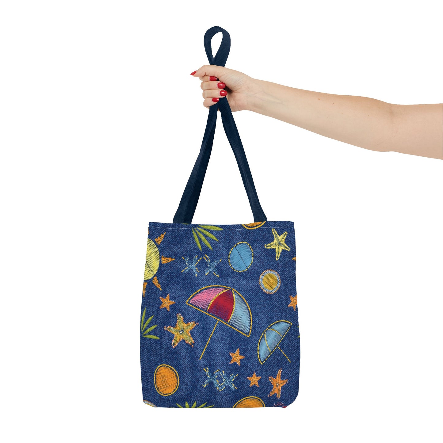 Denim Fabric Imitation Print Unisex Canvas Bag Poly Spun 3 Sizes Tote Bag 182-11