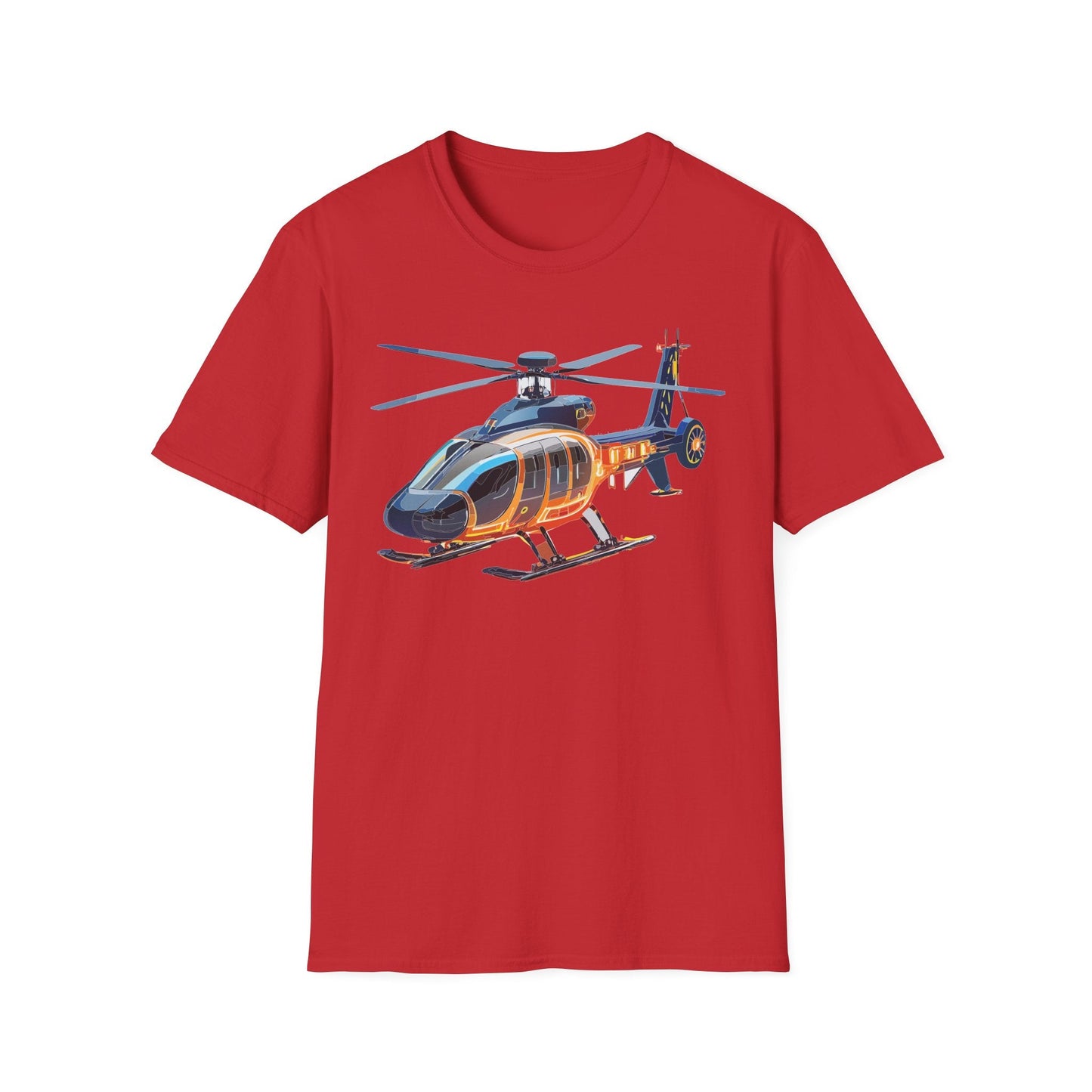 Unisex Helicopter Graphic T Shirt Softstyle 64000 Short Sleeve Chopper Tee For Everyday Comfort