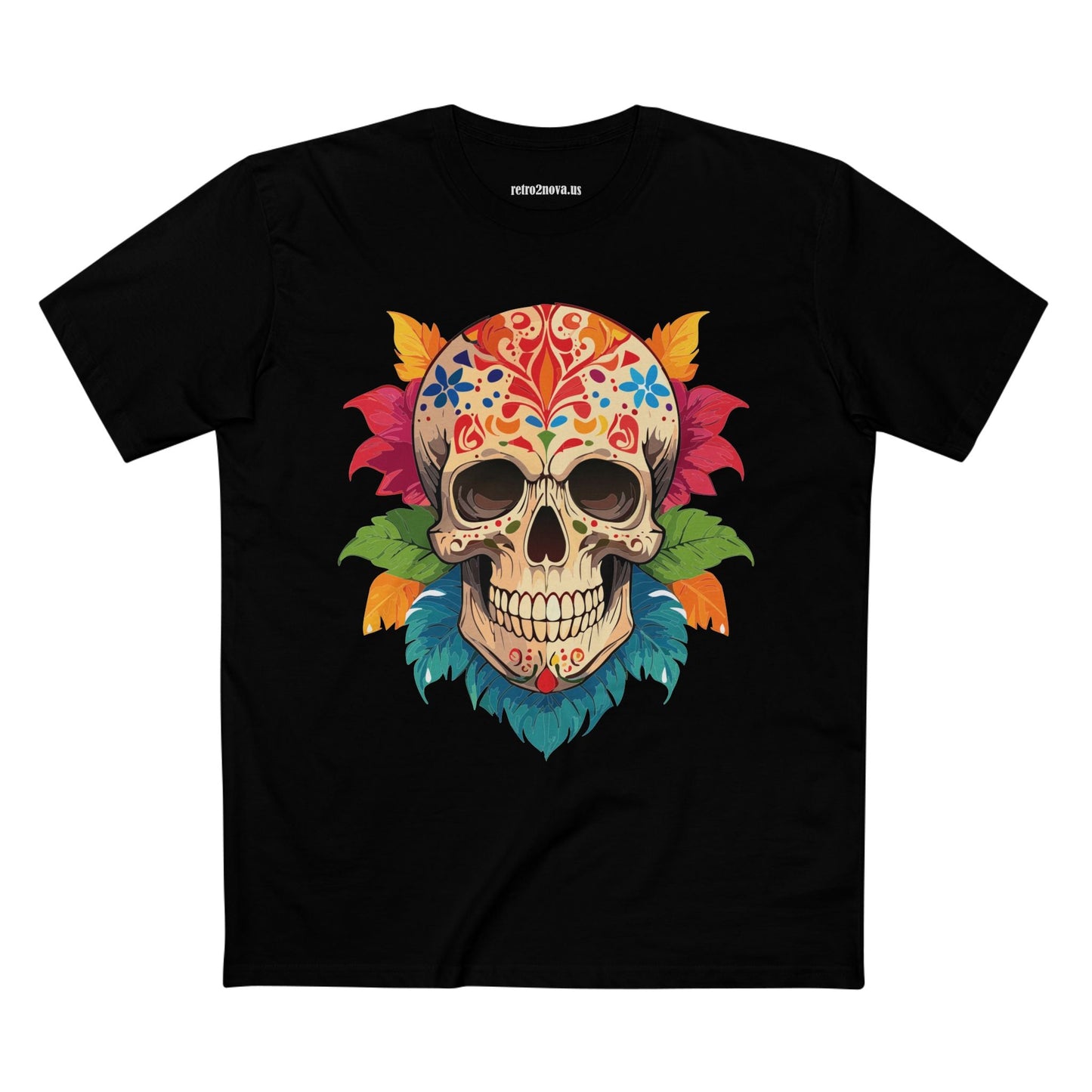 Unisex Skull Shirt With Original Art Design By Retro2Nova Premium Cotton Tee SS-5