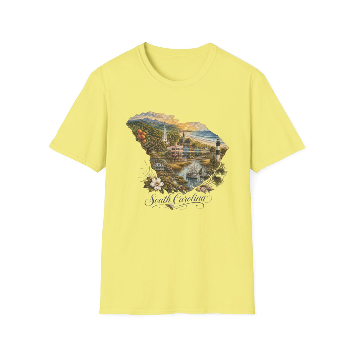 South Carolina State Travel Tourist Graphic Design Unisex 100 Cotton Gildan T-Shirt