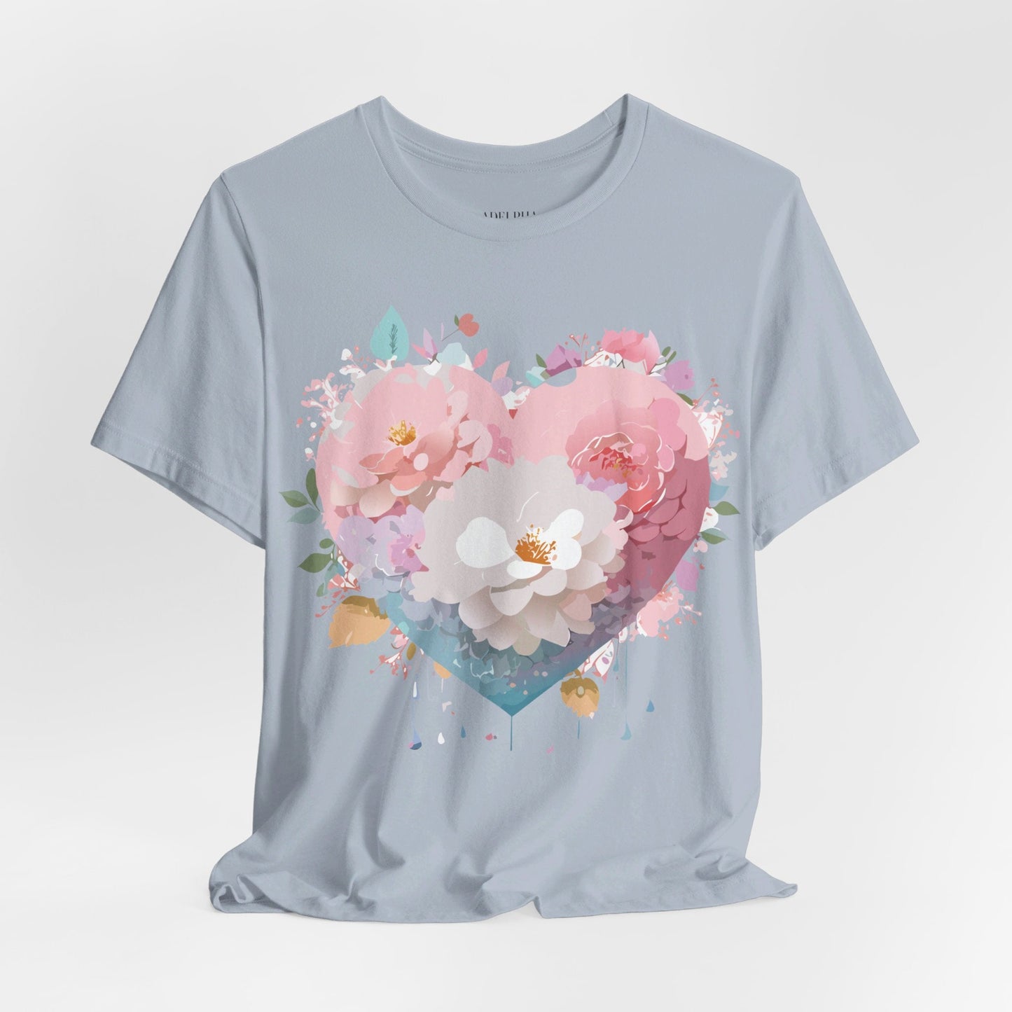 Valentine Day Graphic Unisex 100 Cotton Vintage Artwork with Love and Flower Design Tee 35