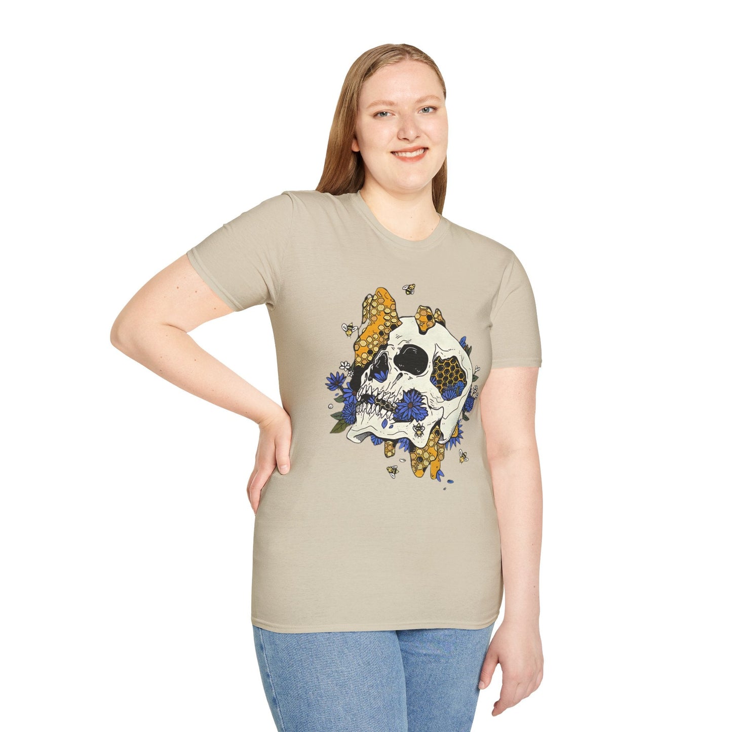 Skull Tee Shirt Unisex Skeleton Design Gildan Softstyle 64000 100 Percent Ring Spun Cotton Tee