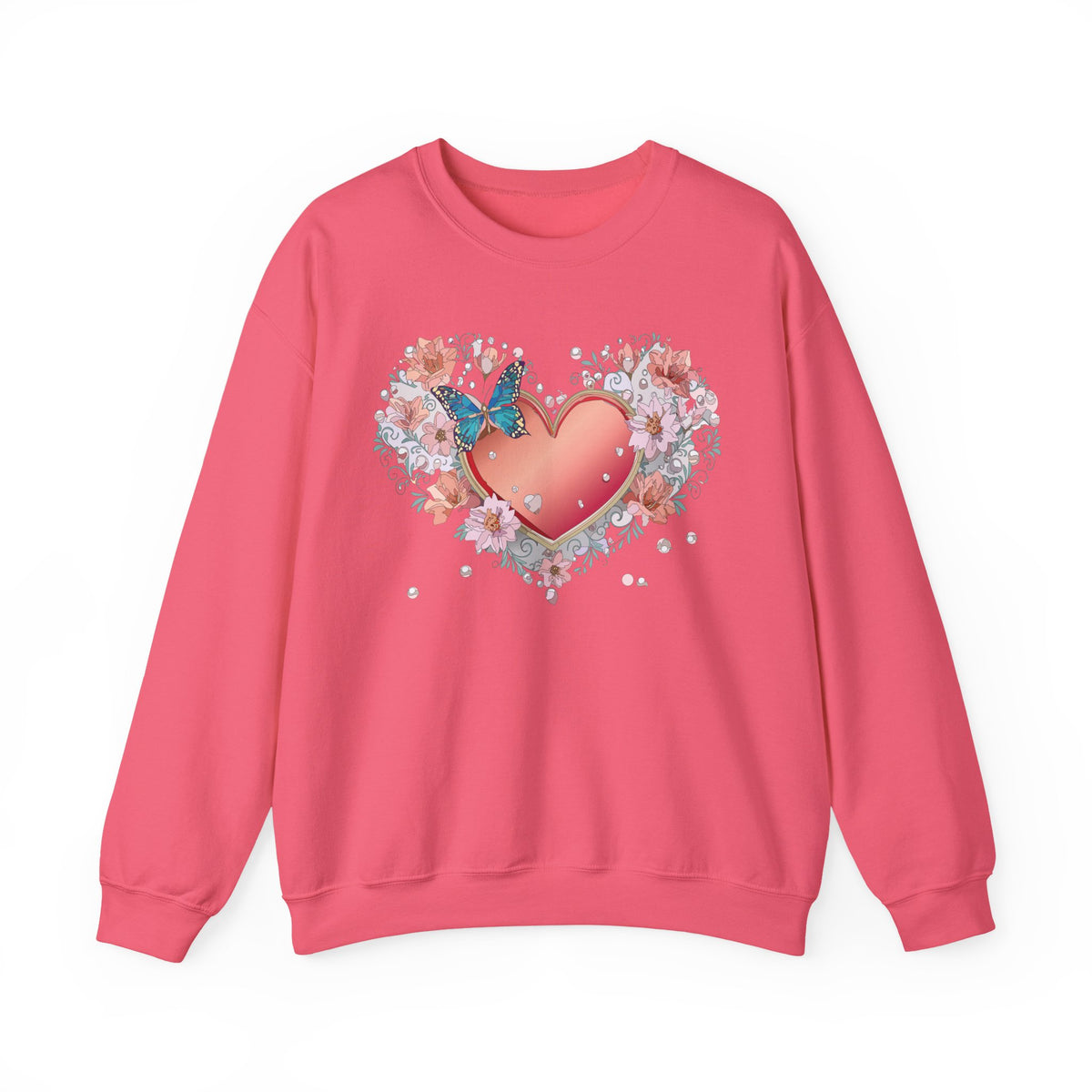 Floral Heart Love Graphic Valentine's Day Sweatshirt Unisex 50/50 Cotton-Poly Sweatshirt w26