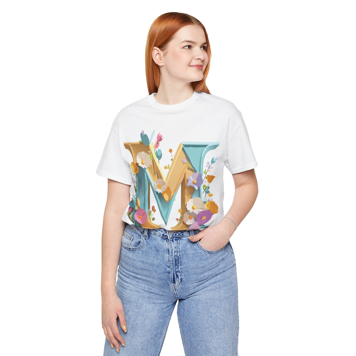 Letter M Graphic Unisex Cotton Bella+Canvas Tee with Art Letter Design