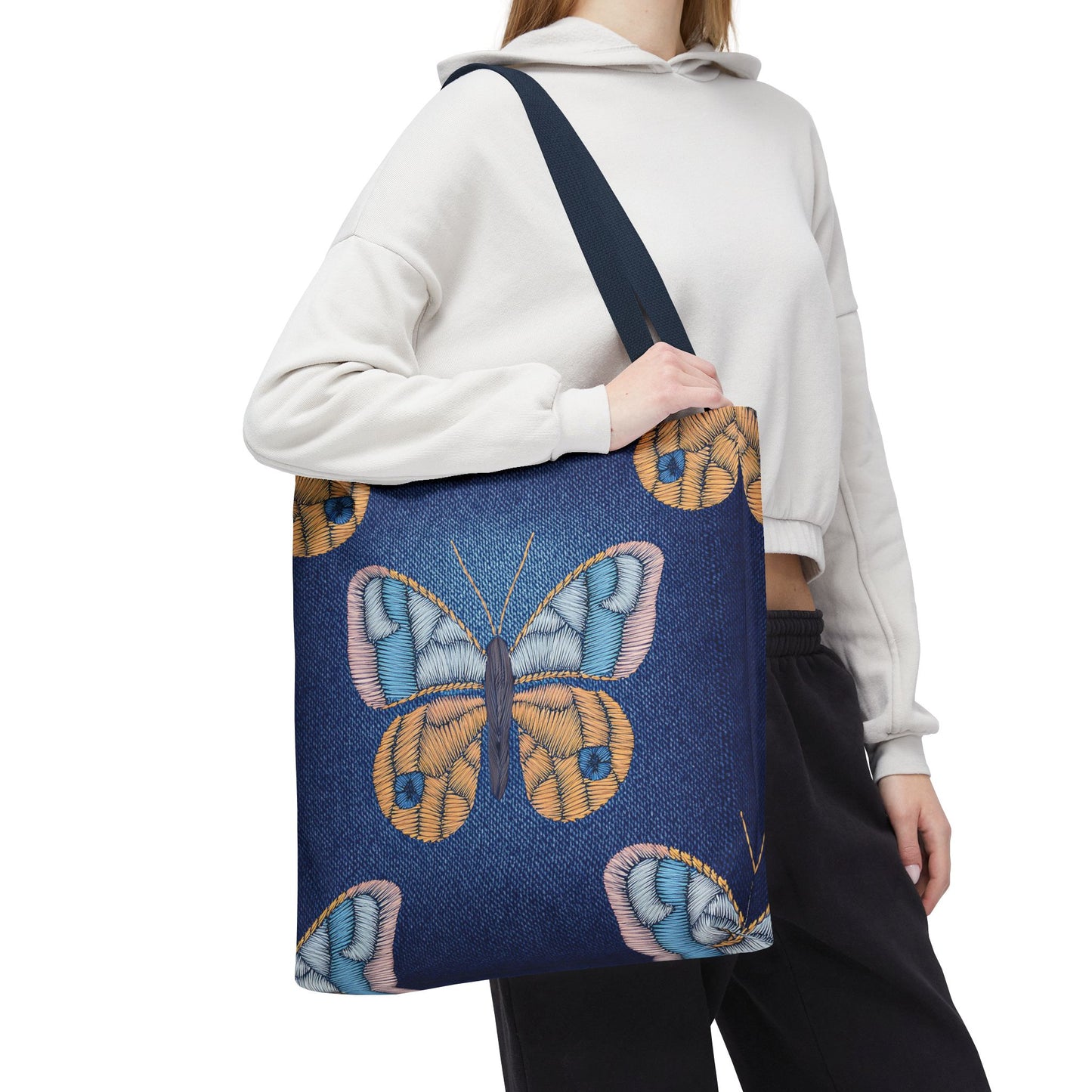 Denim Fabric Imitation Print Unisex Canvas Bag Poly Spun 3 Sizes Tote Bag 175