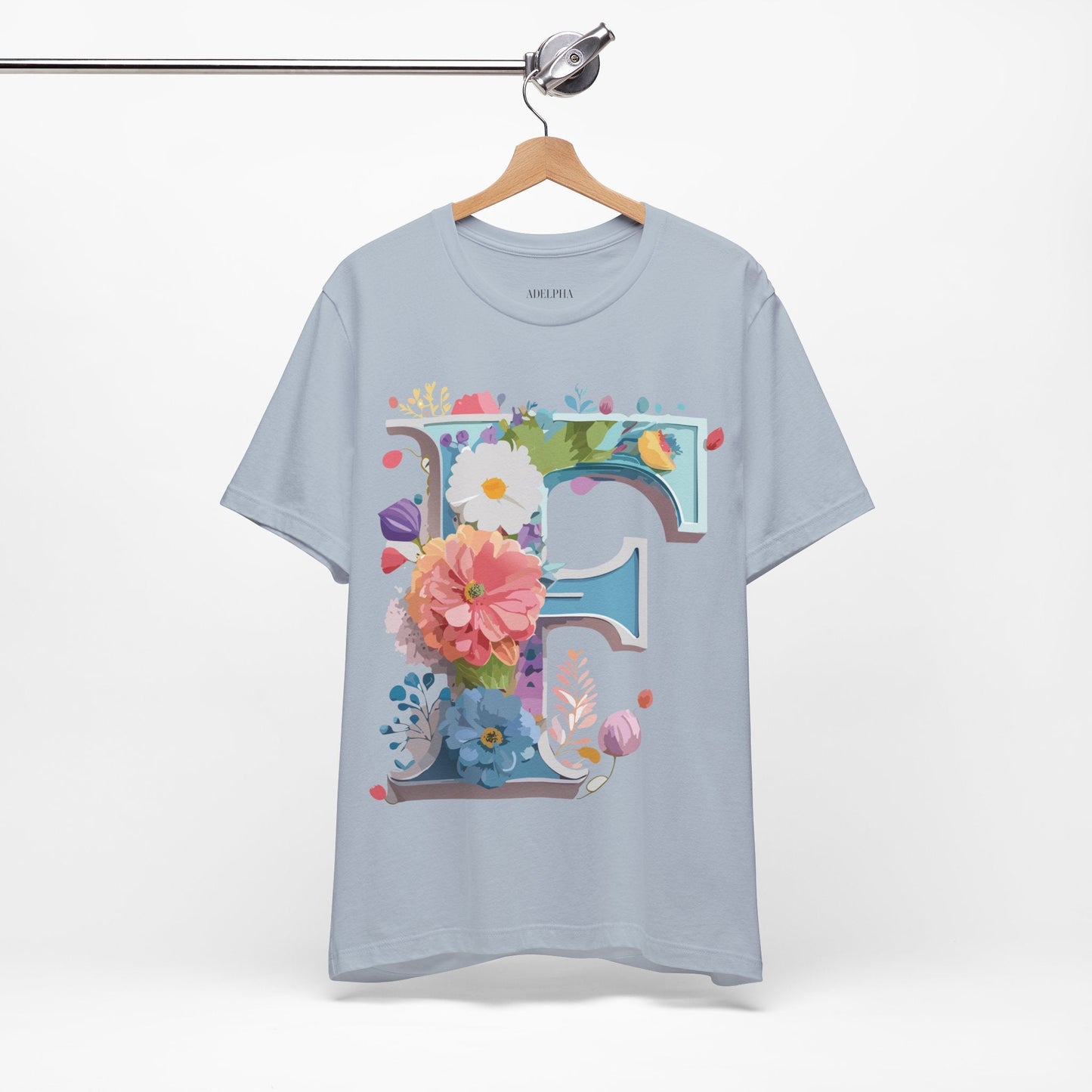 Letter F Shirt Unisex Graphic Tee Vintage Inspired Artwork By Adelpha Short Sleeve
