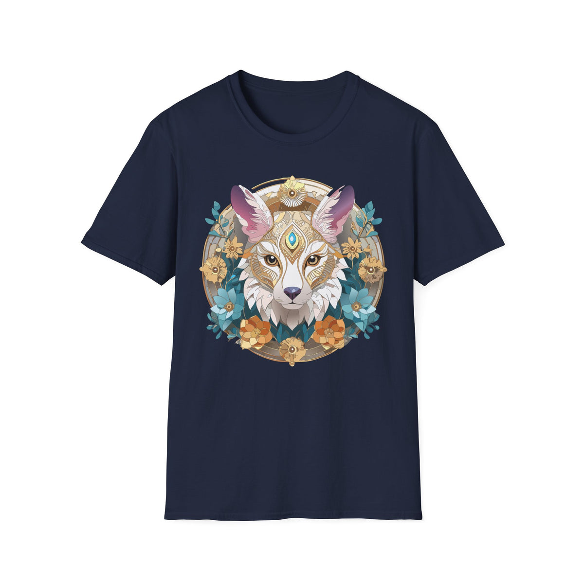 Mystic Fox Mandala T-Shirt | Floral Fox Portrait, Boho Animal Tee