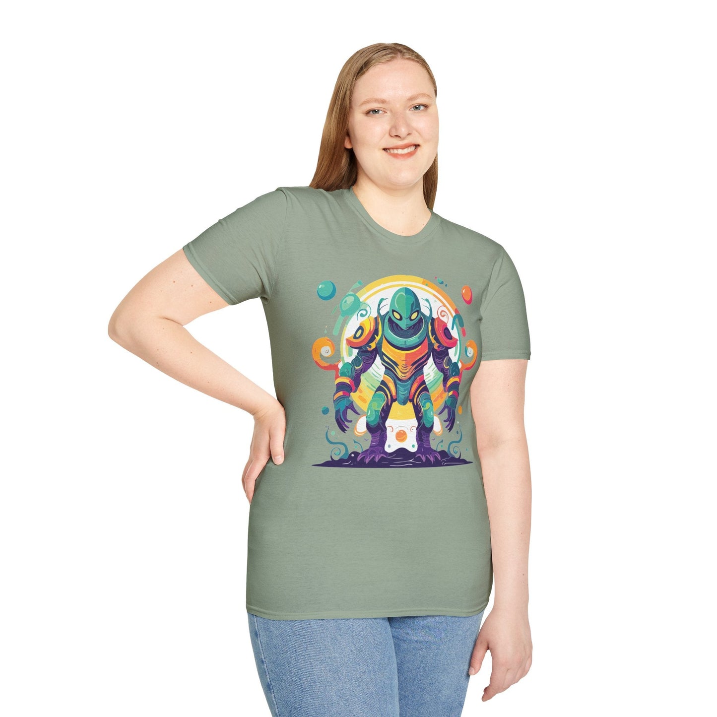 Cosmos Alien T Shirt Unisex Softstyle 64000 with Art Design Durable Comfort Artwork Tee