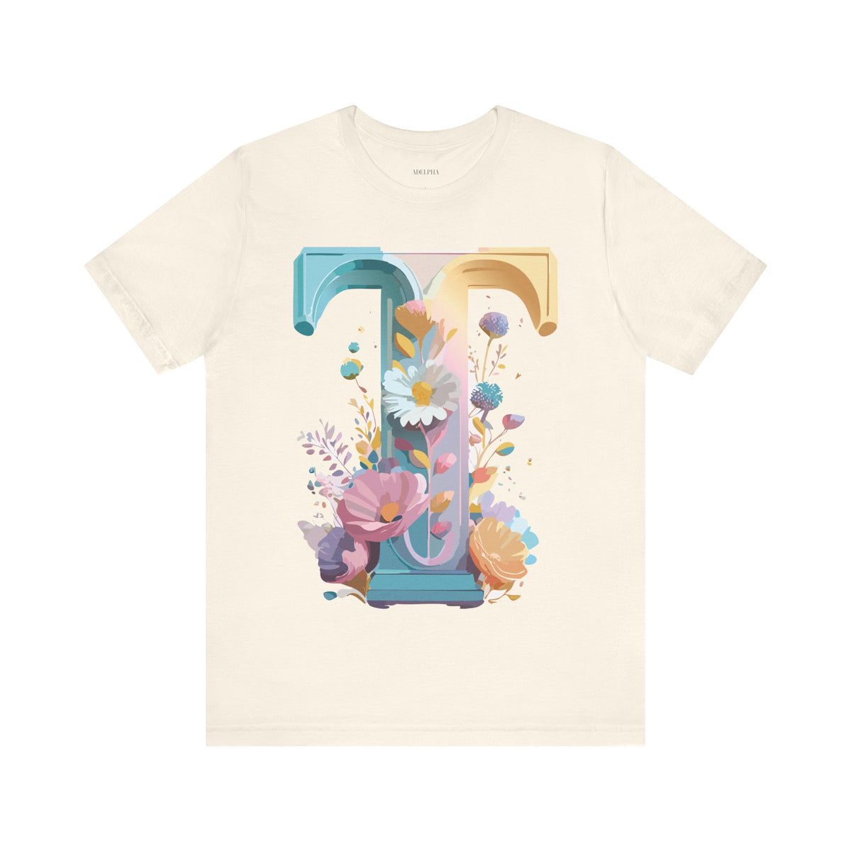 Letter T Graphic Unisex Cotton Bella+Canvas Tee with Art Letter Design