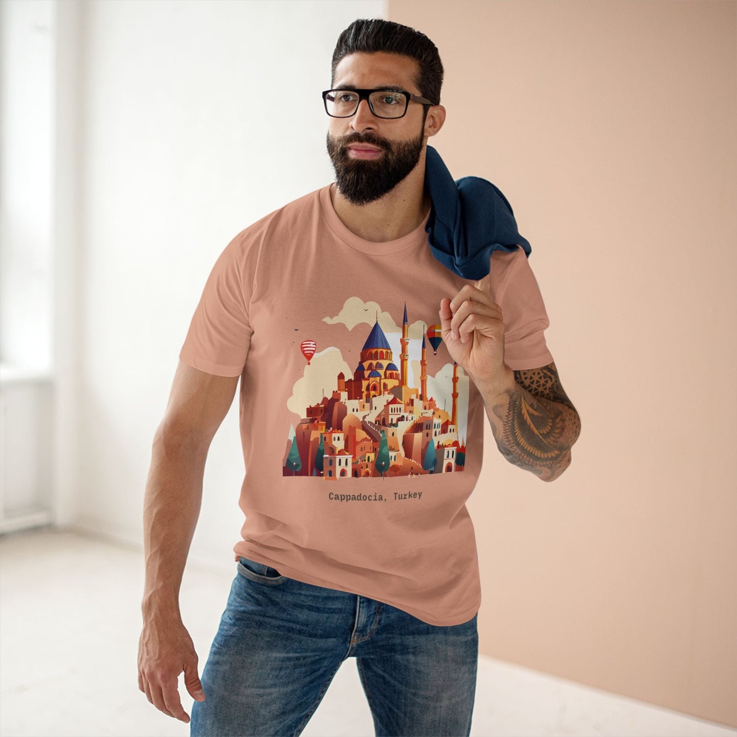 Travel Shirt Cappadocia Unisex Premium Cotton Tee With Original Art Design TT5 Art Collection
