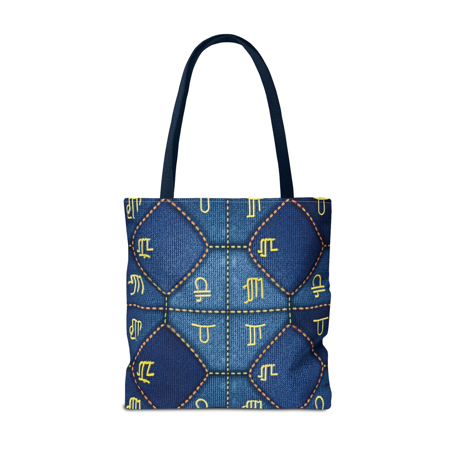 Denim Fabric Imitation Print Unisex Canvas Bag Poly Spun 3 Sizes Tote Bag 184-2