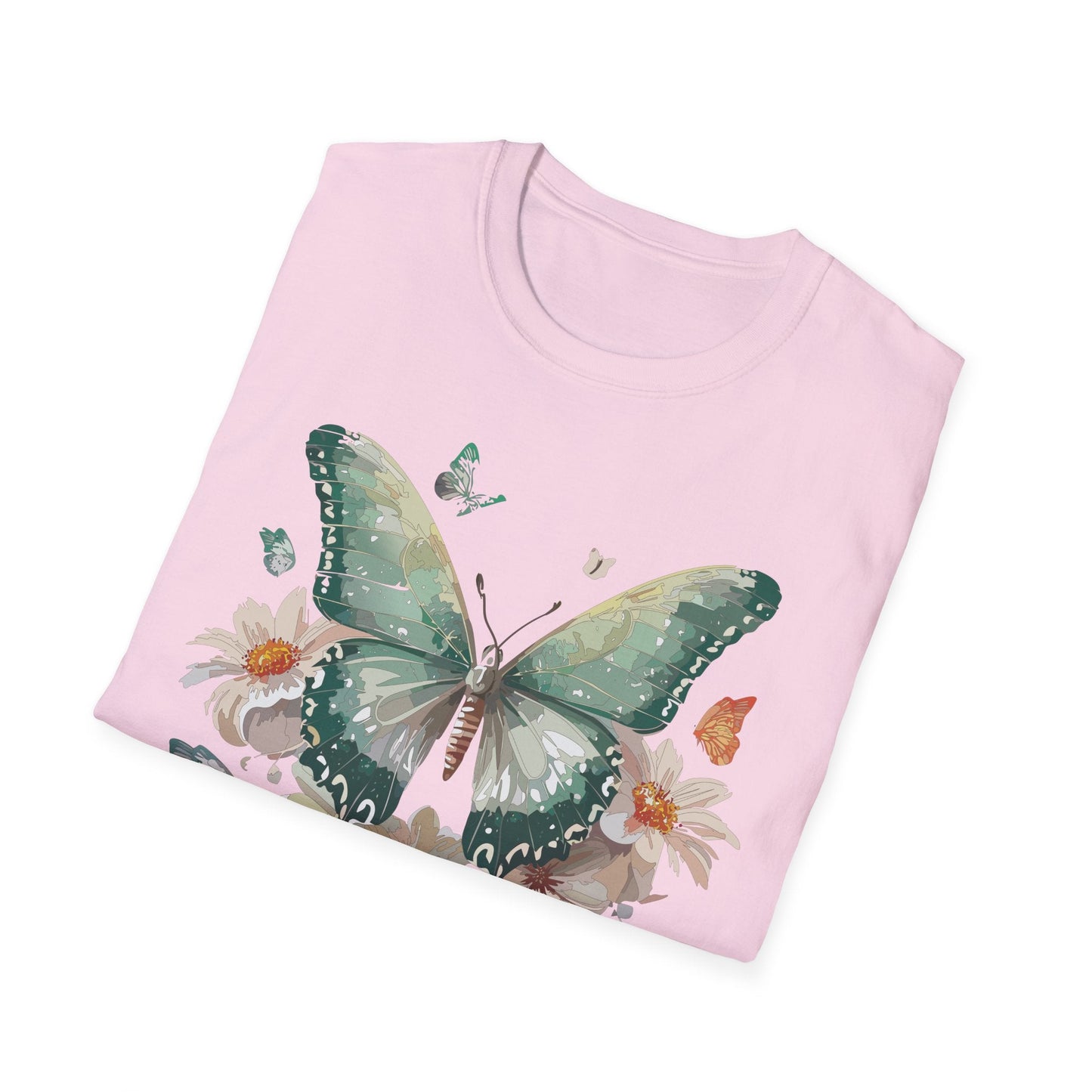 Butterfly T Shirt Unisex Softstyle Tee 100 Percent Ring Spun Cotton Monarch Design Premium Comfort