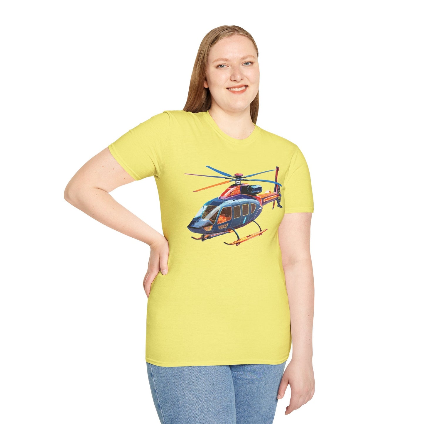 Chopper Helicopter Graphic T Shirt Unisex Softstyle Cotton Short Sleeve Artwork Design