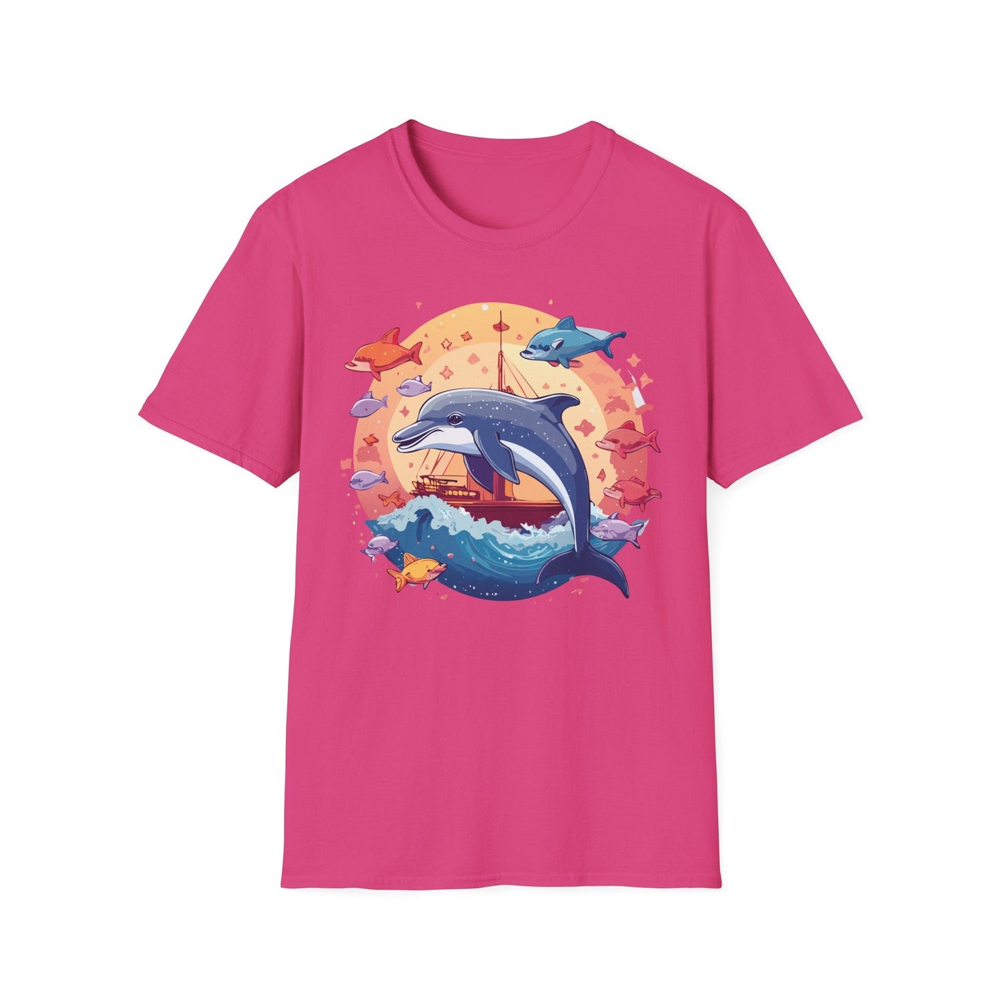 Dolphin Shirt Unisex Softstyle Cotton Tee 100 Percent Ring Spun Lightweight Breathable