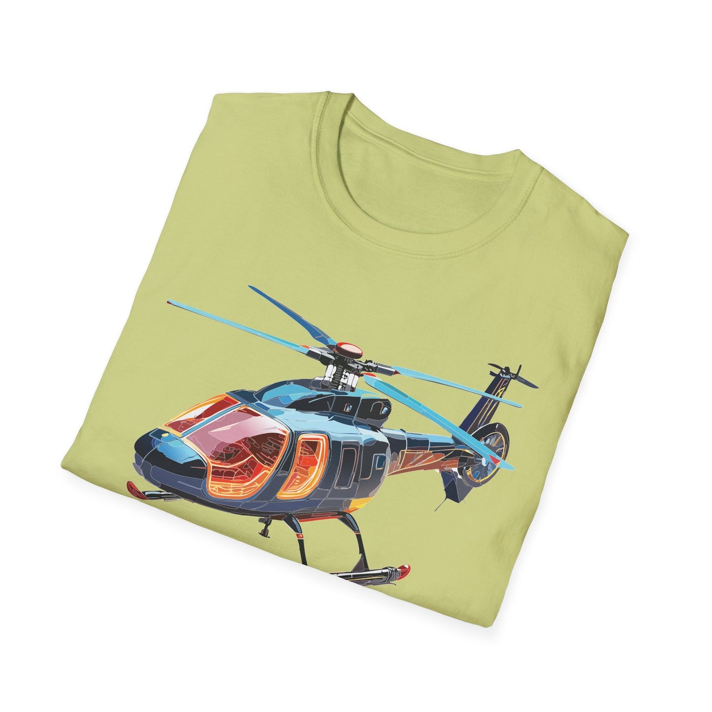 Unisex Helicopter Chopper Shirt Graphic Tee Softstyle 64000 100 Percent Ring Spun Cotton