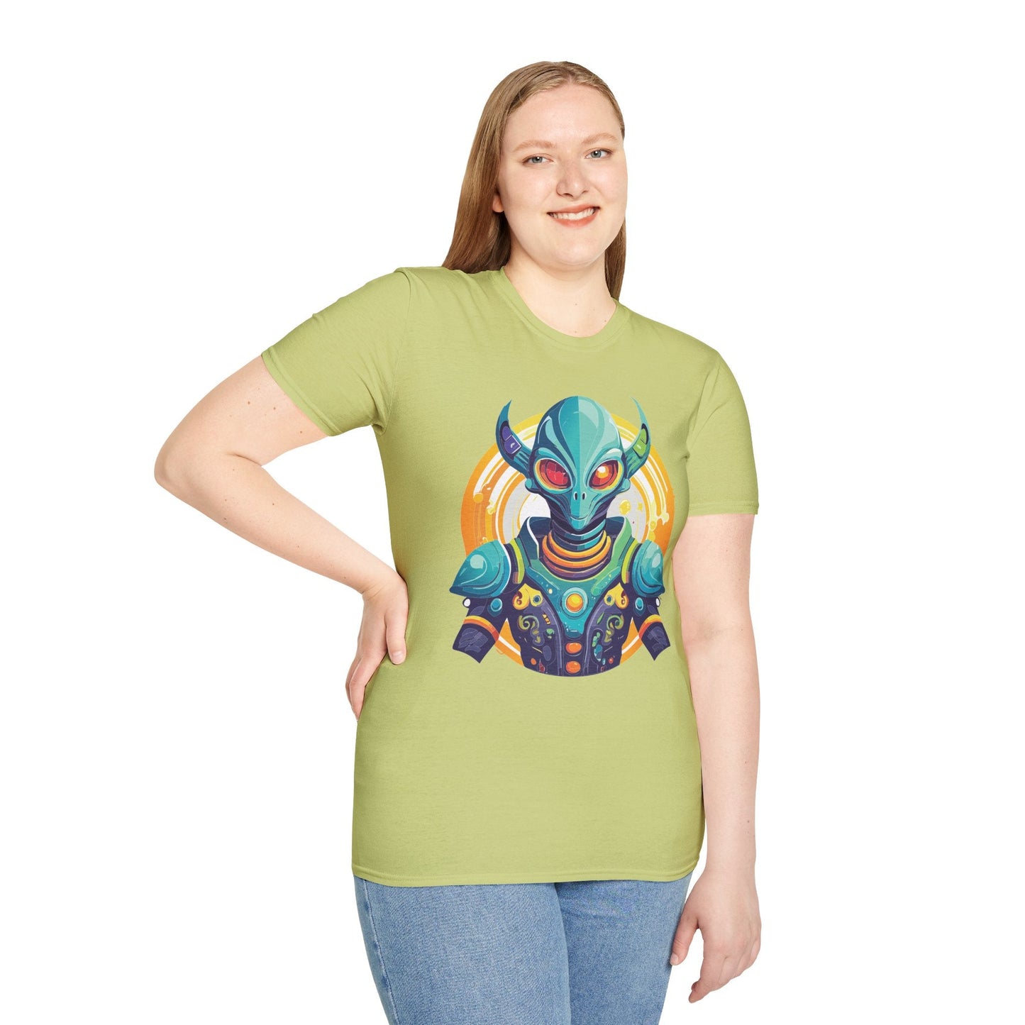Alien T Shirt Cosmos Design Unisex Softstyle Cotton Tee With Aliens Art Graphic Print