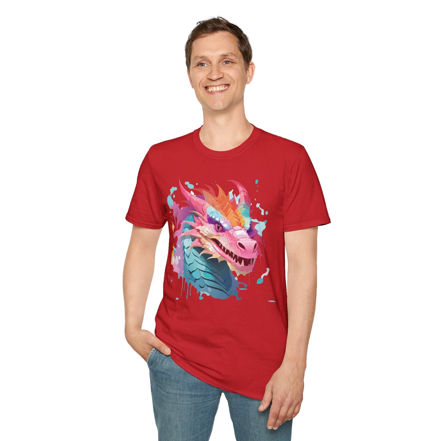 Dragon Graphic Unisex Cotton Softstyle Art Design Tee With Animals 22