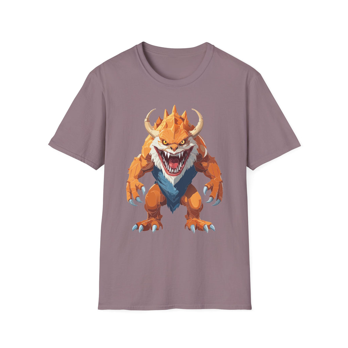 Monster Graphic T-Shirt — Fierce Orange Demon Creature Cartoon Graphic Tee Unisex 100 Cotton Gildan T-Shirt