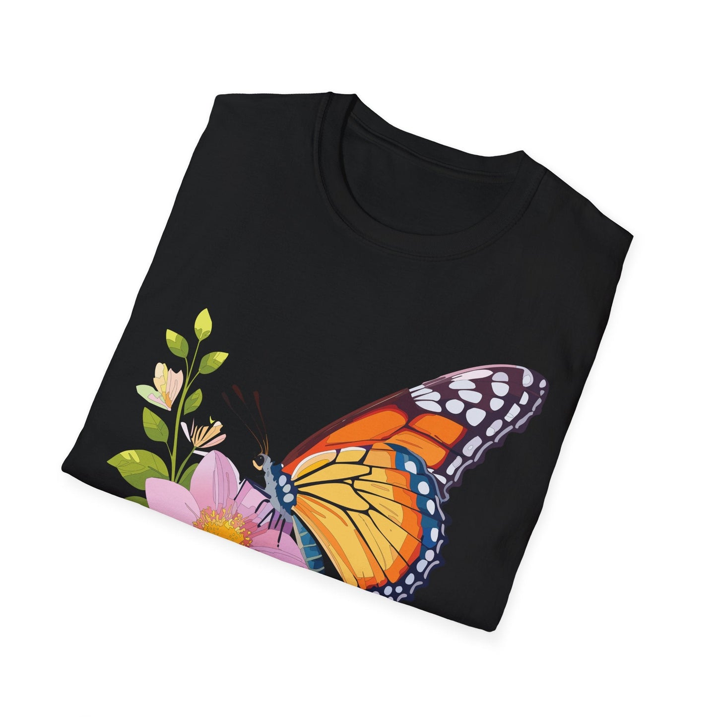 Butterfly T Shirt for Women and Men Monarch Print Softstyle Unisex Gildan 64000 Tee