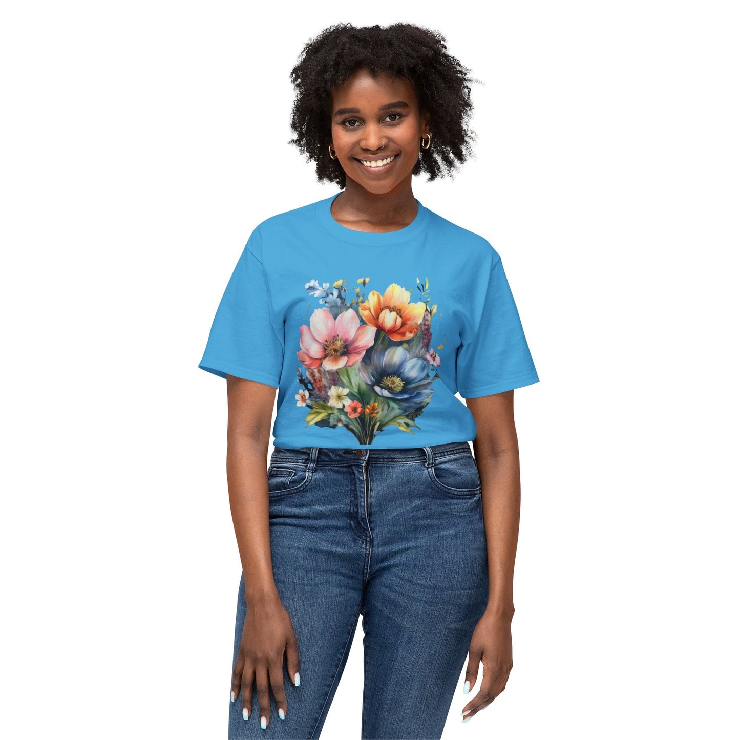 Floral T Shirt With Full Color Art Print Unisex HD Cotton Designed And Printed In USA