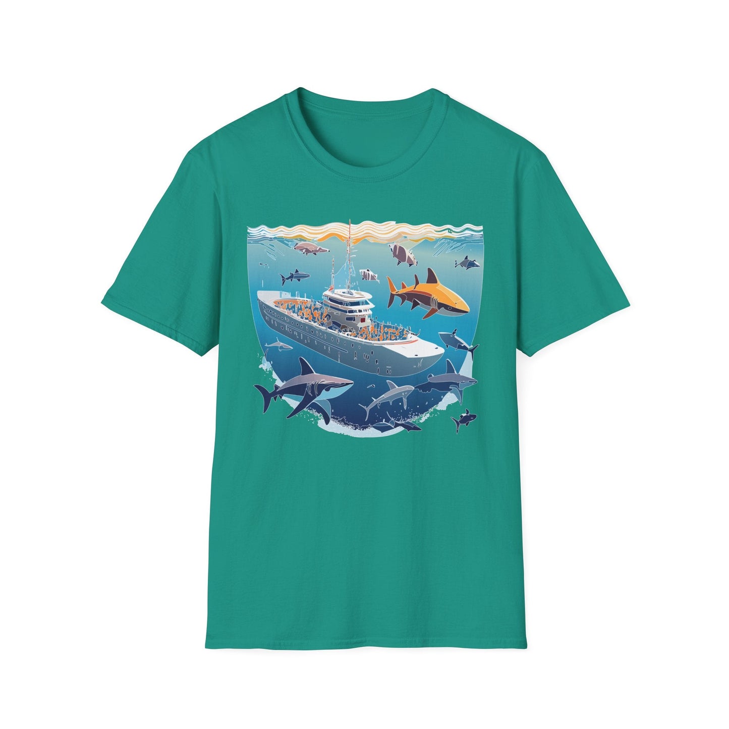 Ocean Tee Shirt Unisex Softstyle Short Sleeve With Ocean Art Design 100 Percent Ring Spun Cotton