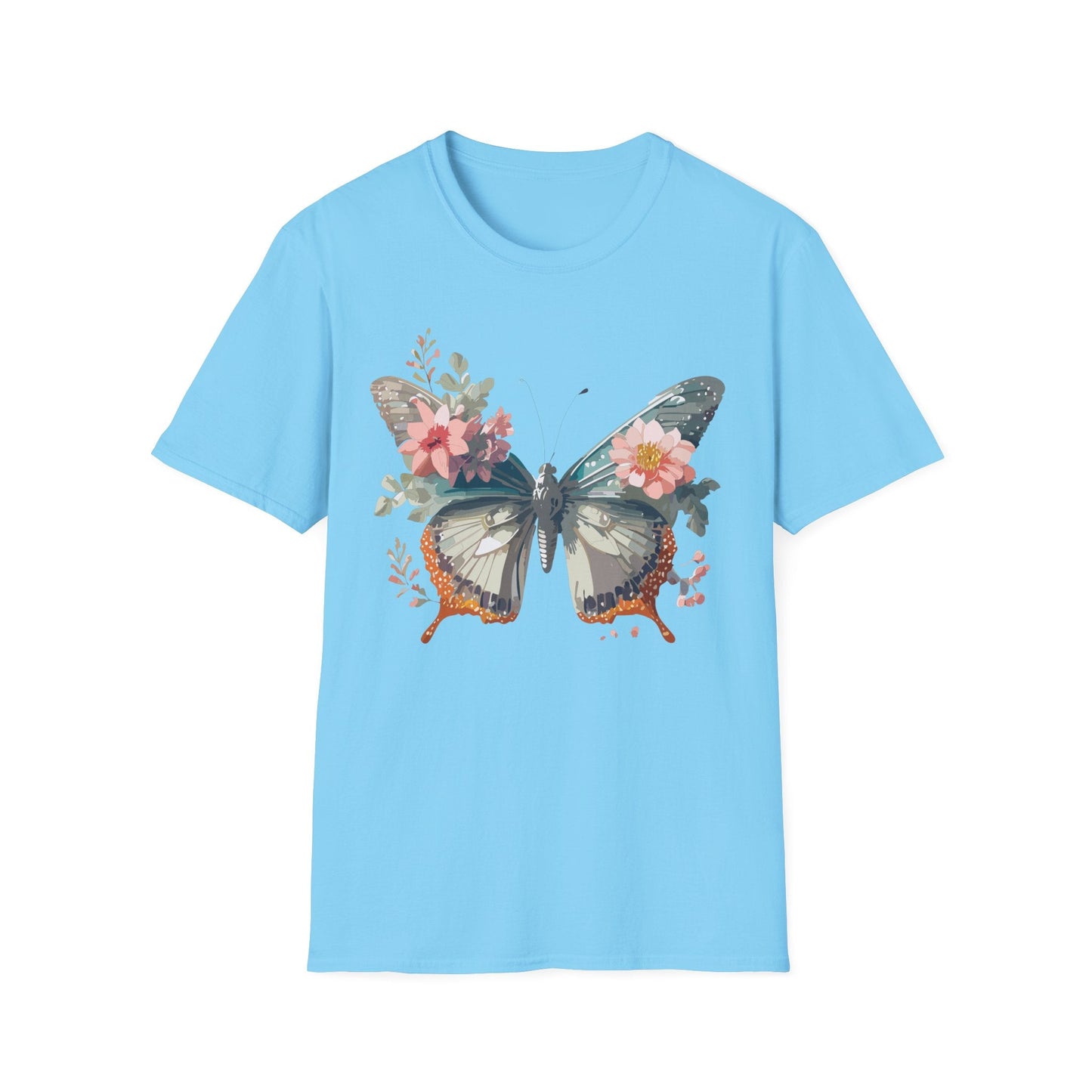 Butterfly Shirt Unisex Softstyle T Shirt Gildan 64000 Lightweight Ring Spun Cotton Monarch Design