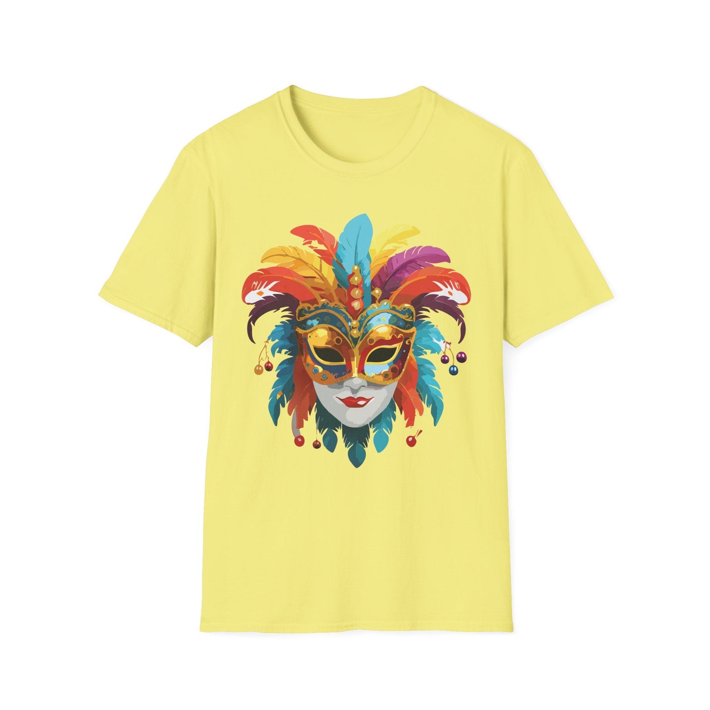 Mask Tee Shirt Unisex Masquerade Art Design Gildan Softstyle 64000 Short Sleeve Tee