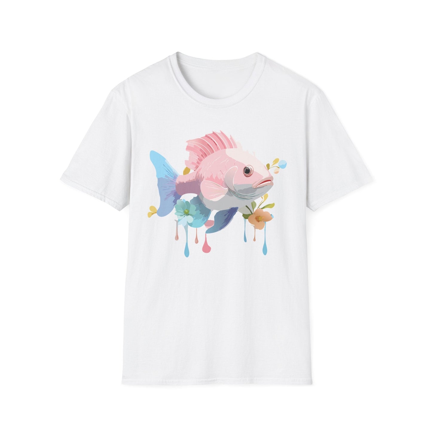 Fish Art Design Shirt Unisex Graphic Tee With Fish Illustration Gildan Softstyle 64000
