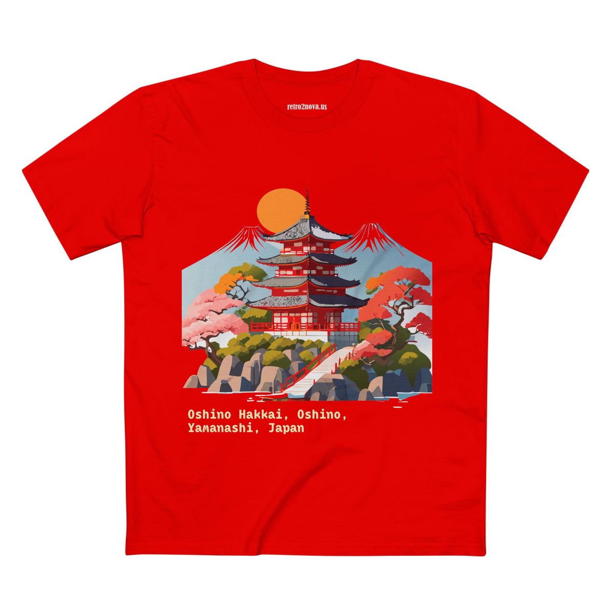 Japanese Pagoda Illustration Tee | Oshino Hakkai, Yamanashi, Japan