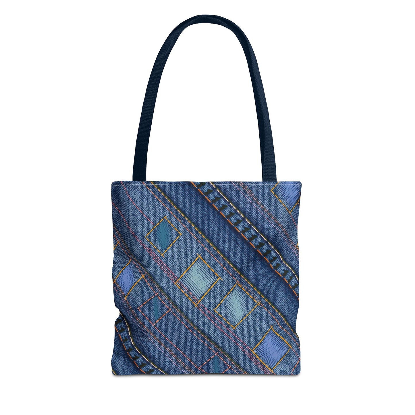 Denim Fabric Imitation Print Unisex Canvas Bag Poly Spun 3 Sizes Tote Bag 189-2
