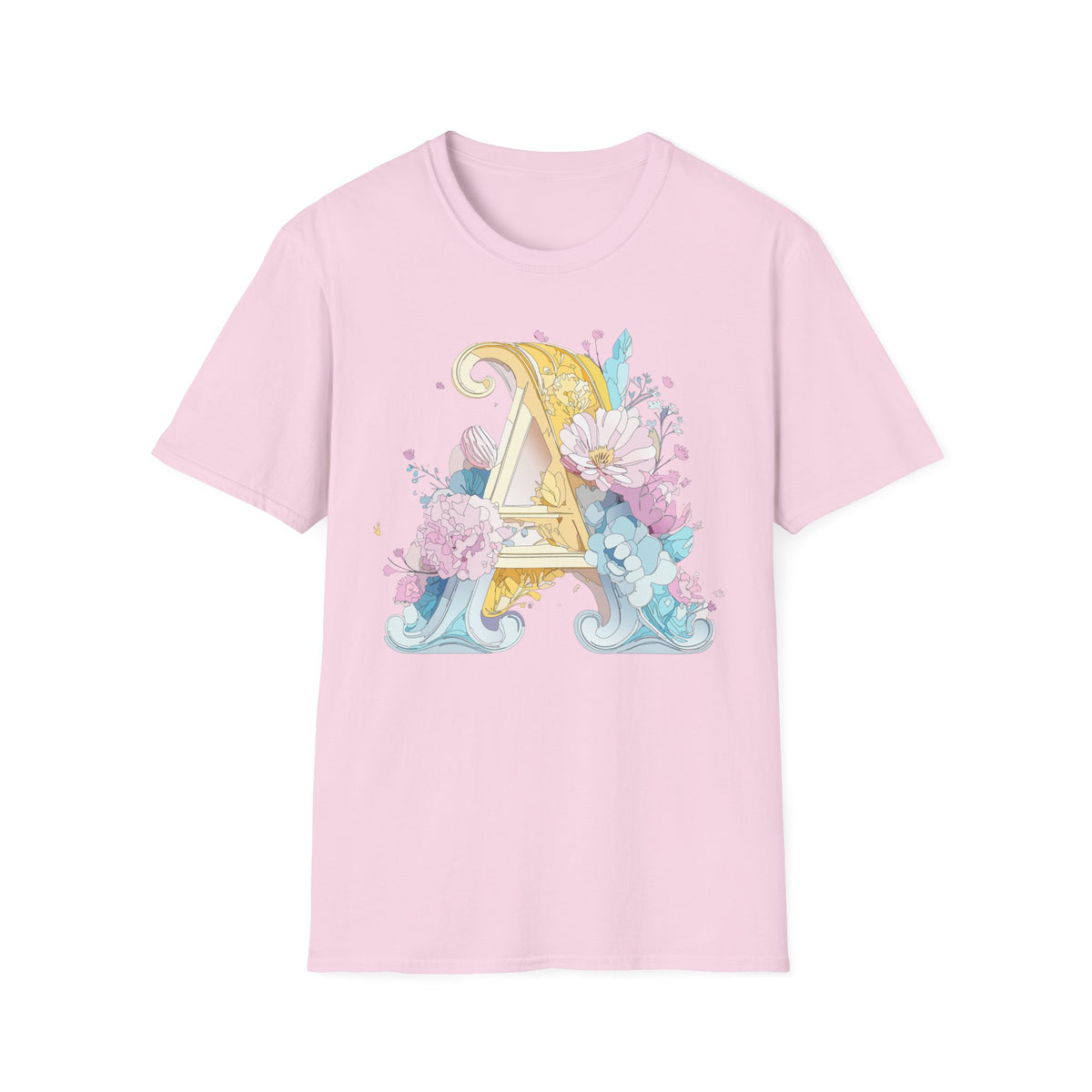 Floral Letter A T-Shirt | Decorative Monogram Initial Tee
