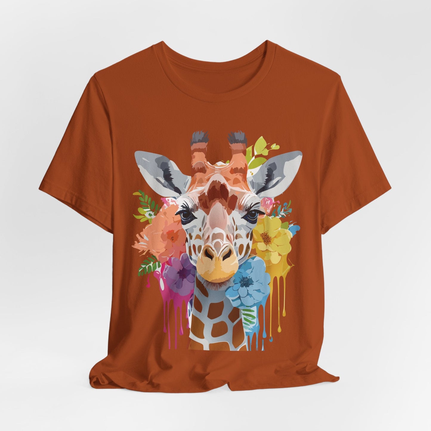 Giraffe Graphic Tee By Adelpha Unisex Vintage Inspired Art Design Short Sleeve Jersey Shirt