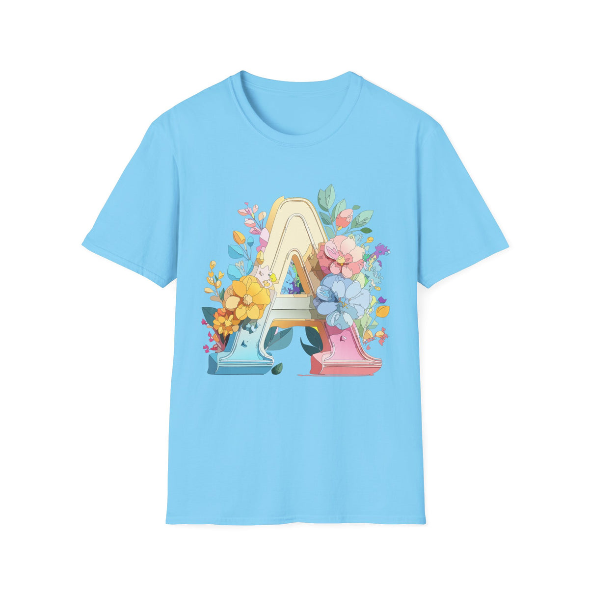 Floral Letter A Monogram T-Shirt | Botanical Initial Tee