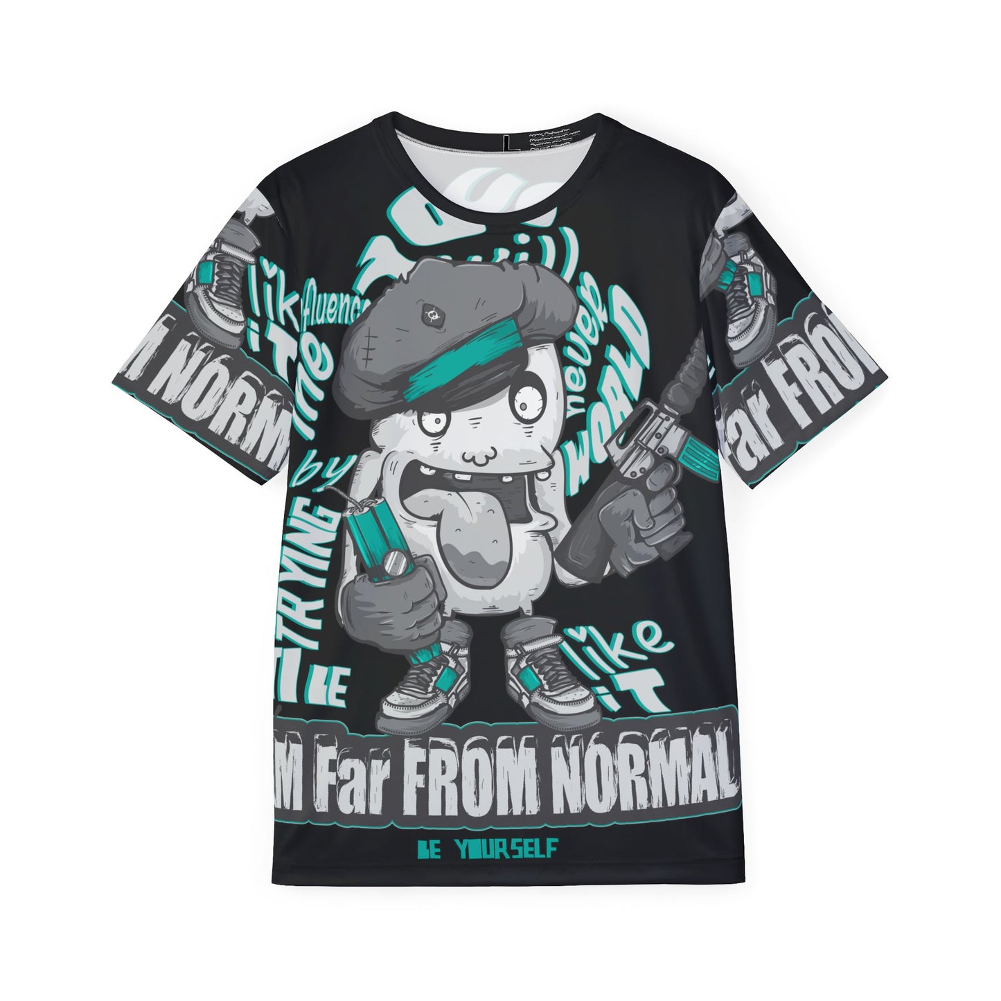 Be18 Fun Graphic T-Shirt, Art Design Poly Shirt, All Over Print Graphic Tee, Funny Print T-Shirt, Funny Cartoon Tee