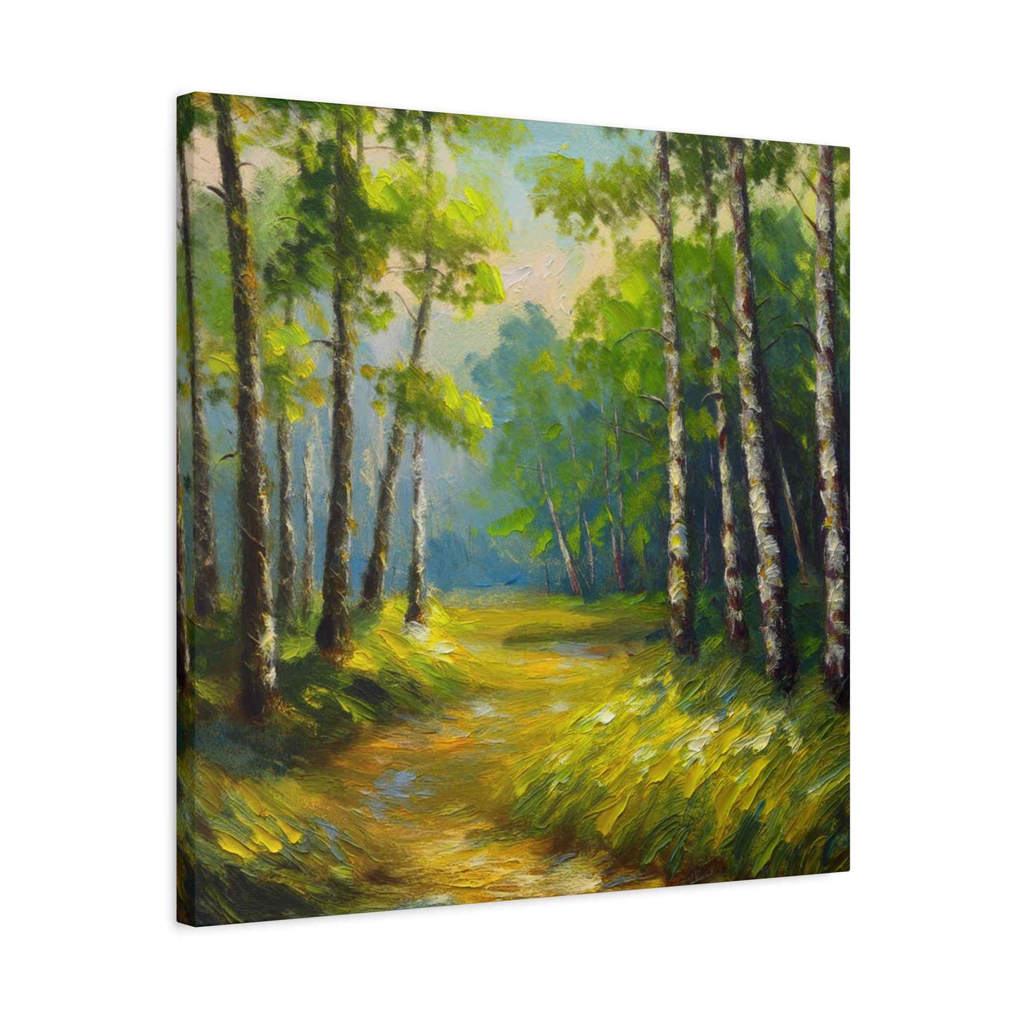 Summer Forest Print Canvas, Oil Paint Print 20x20, 24x24, 30x30, 32x32, 36x36 Art Design Pine-Wood Inner Frame MC-87