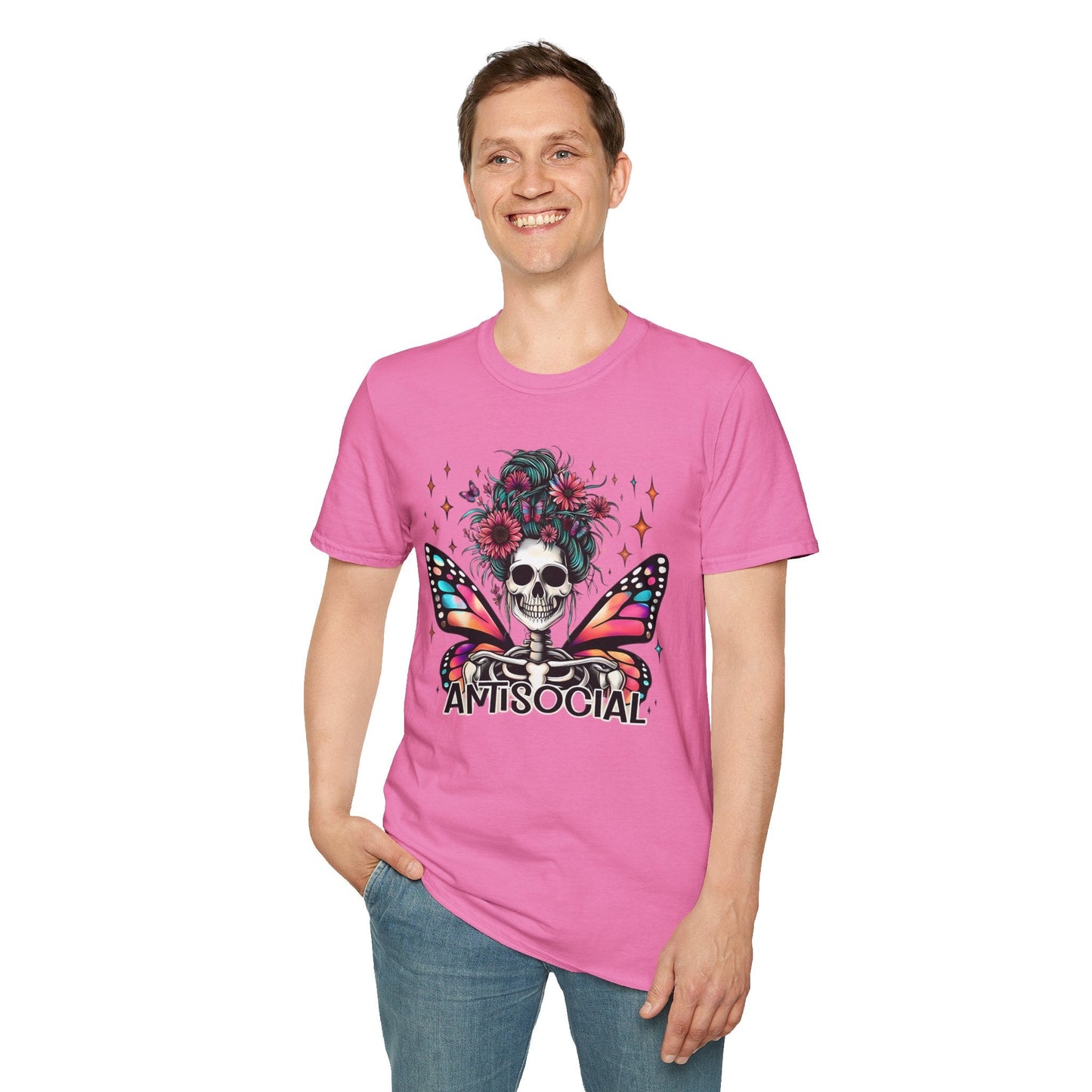 Unisex Skull Graphic Tee Shirt Short Sleeve Skeleton Gildan Softstyle 64000 100 Ring Spun Cotton