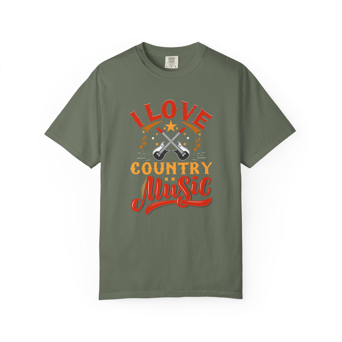 I Love Country Music T-shirt Country Guitar Typography Unisex Cotton Tee 050