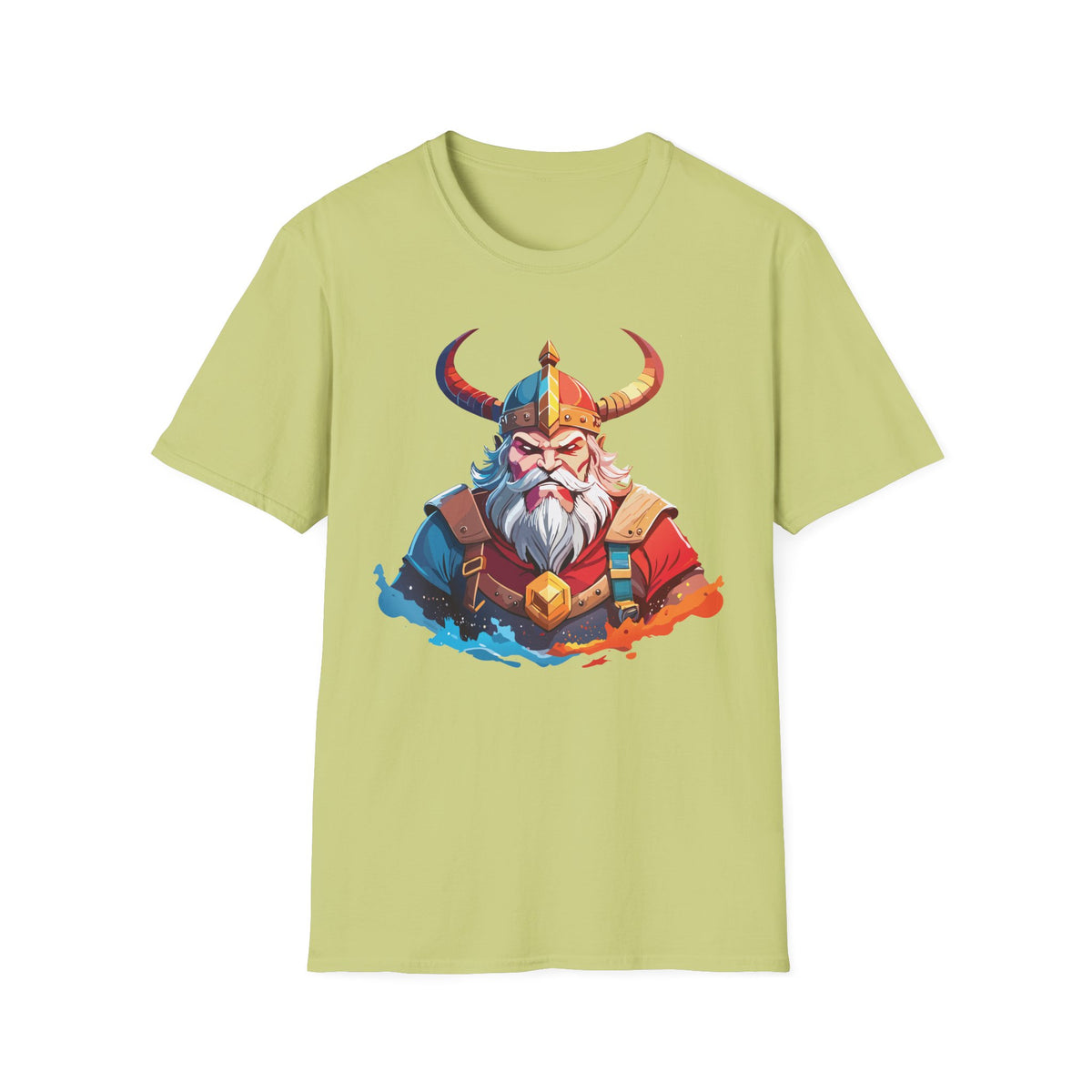 Viking Warrior Illustration T-Shirt | Horned Helmet Norse Art