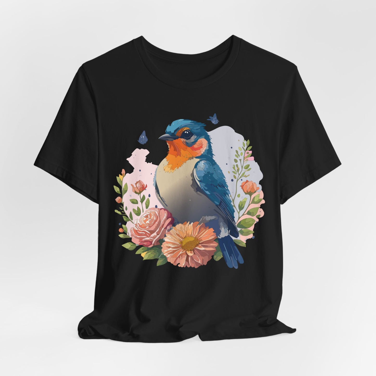 Floral Bird Tee, Animal Shirt, Bird Shirt, Floral Tee, Flower T-shirt, T-Shirt with Animal