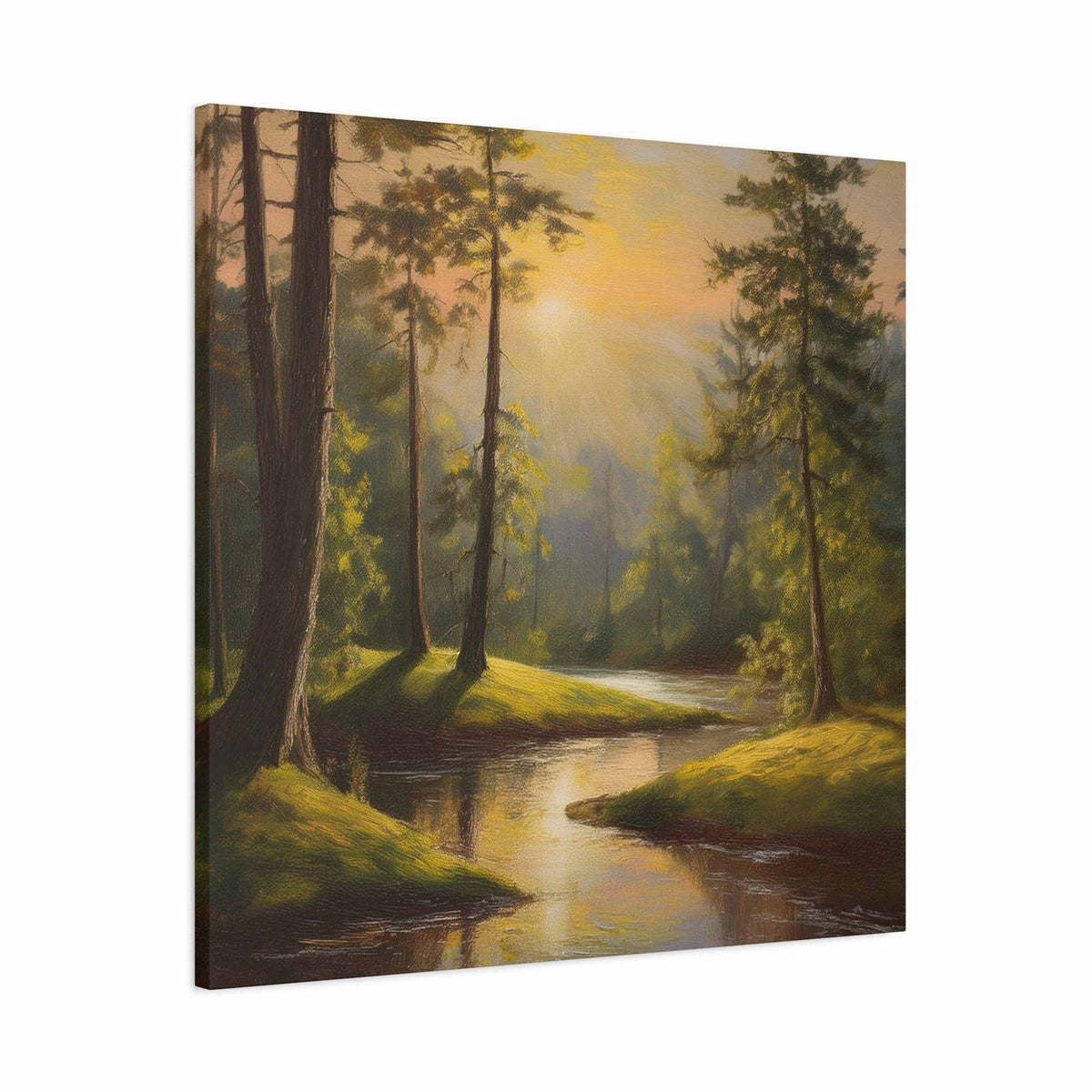 Forest Print Canvas, Trees Oil Paint Print 20x20, 24x24, 30x30, 32x32, 36x36 Art Design Print Pine-Wood Inner Frame MC-68