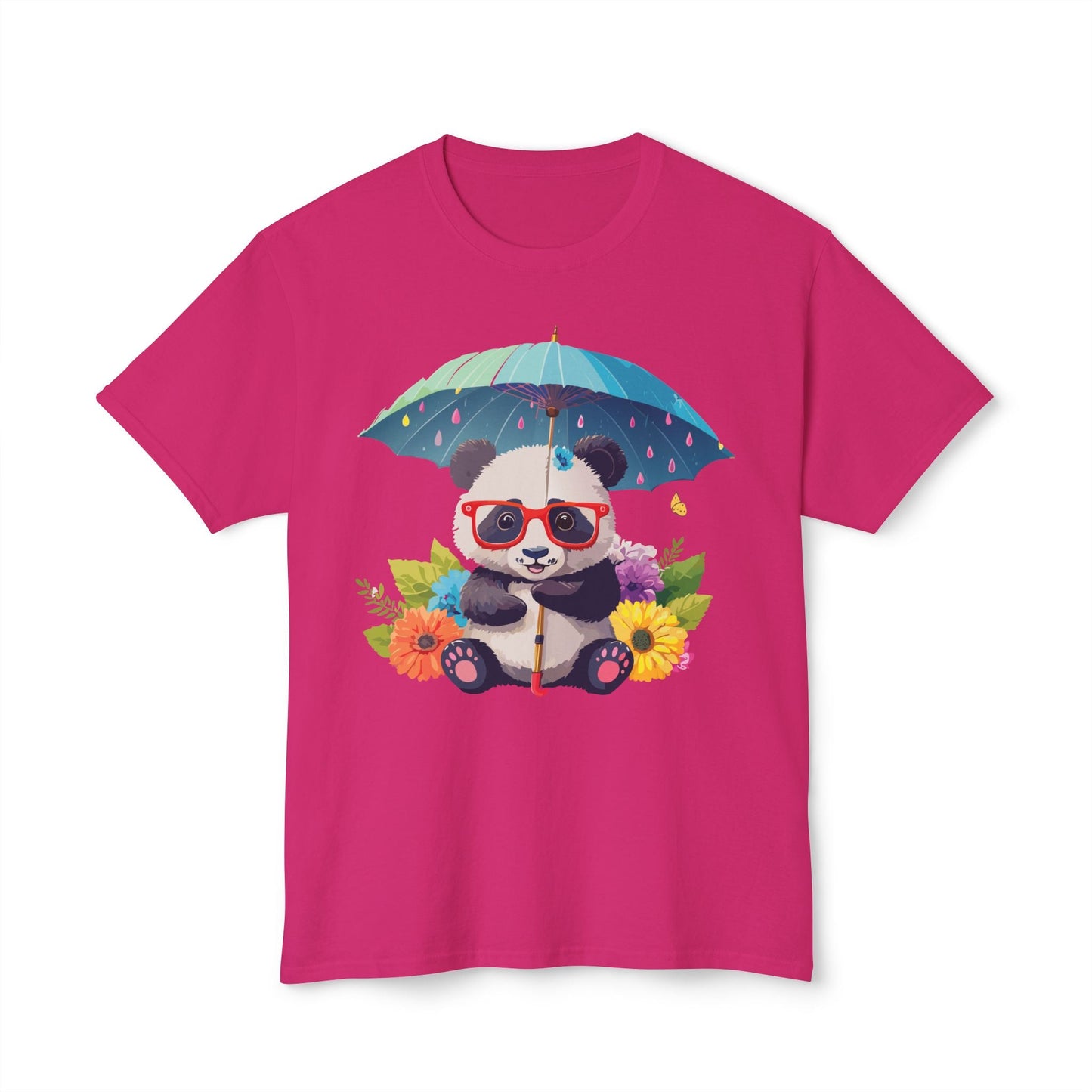 Panda Art T Shirt Unisex HD Cotton Tee With Floral Print Panda Design USA Printed Now