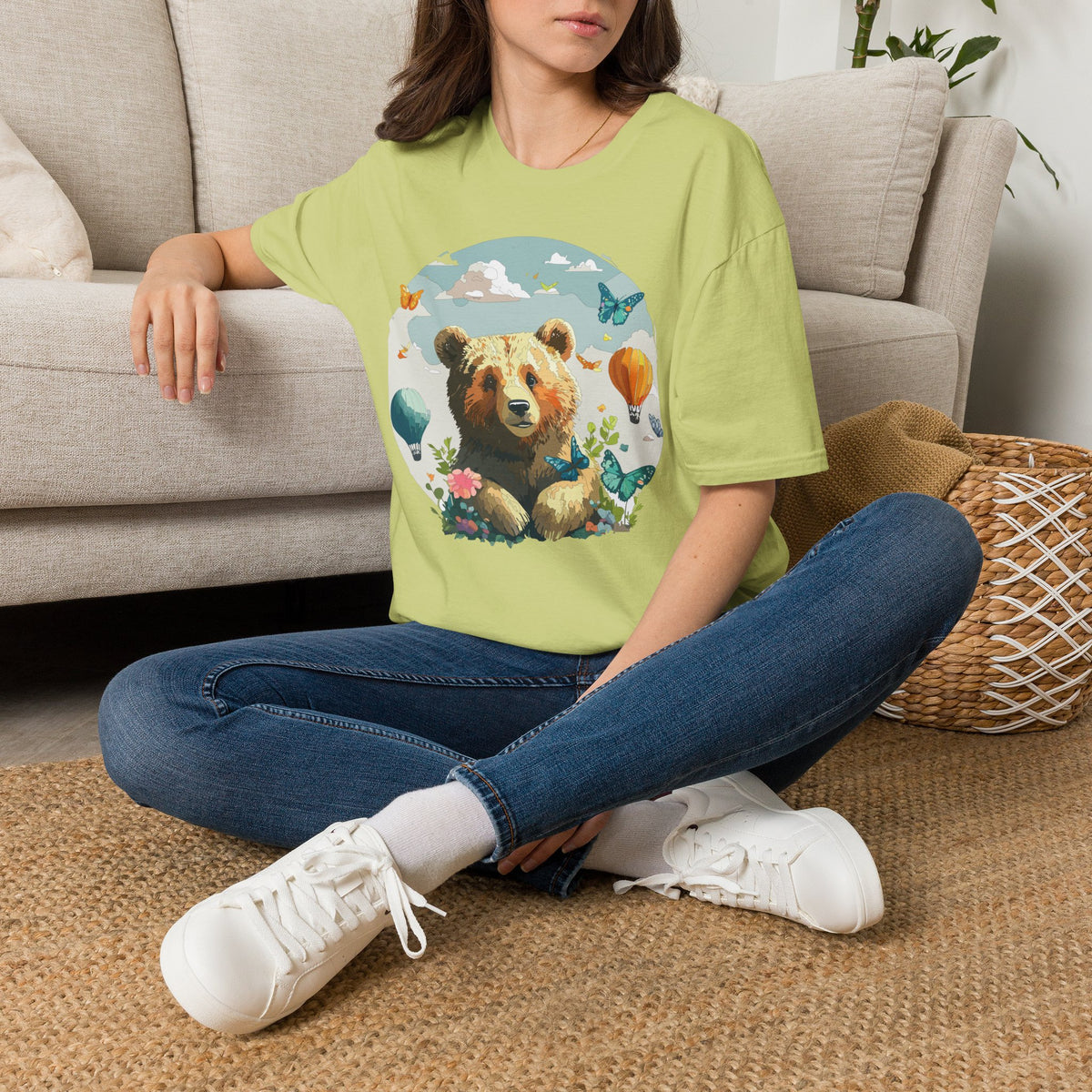 Cute Teddy Bear Balloon Garden Graphic Tee Unisex 100 Cotton Gildan T-Shirt