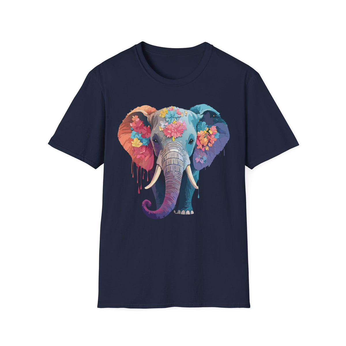 Colorful Floral Elephant T-Shirt | Watercolor Elephant Tee
