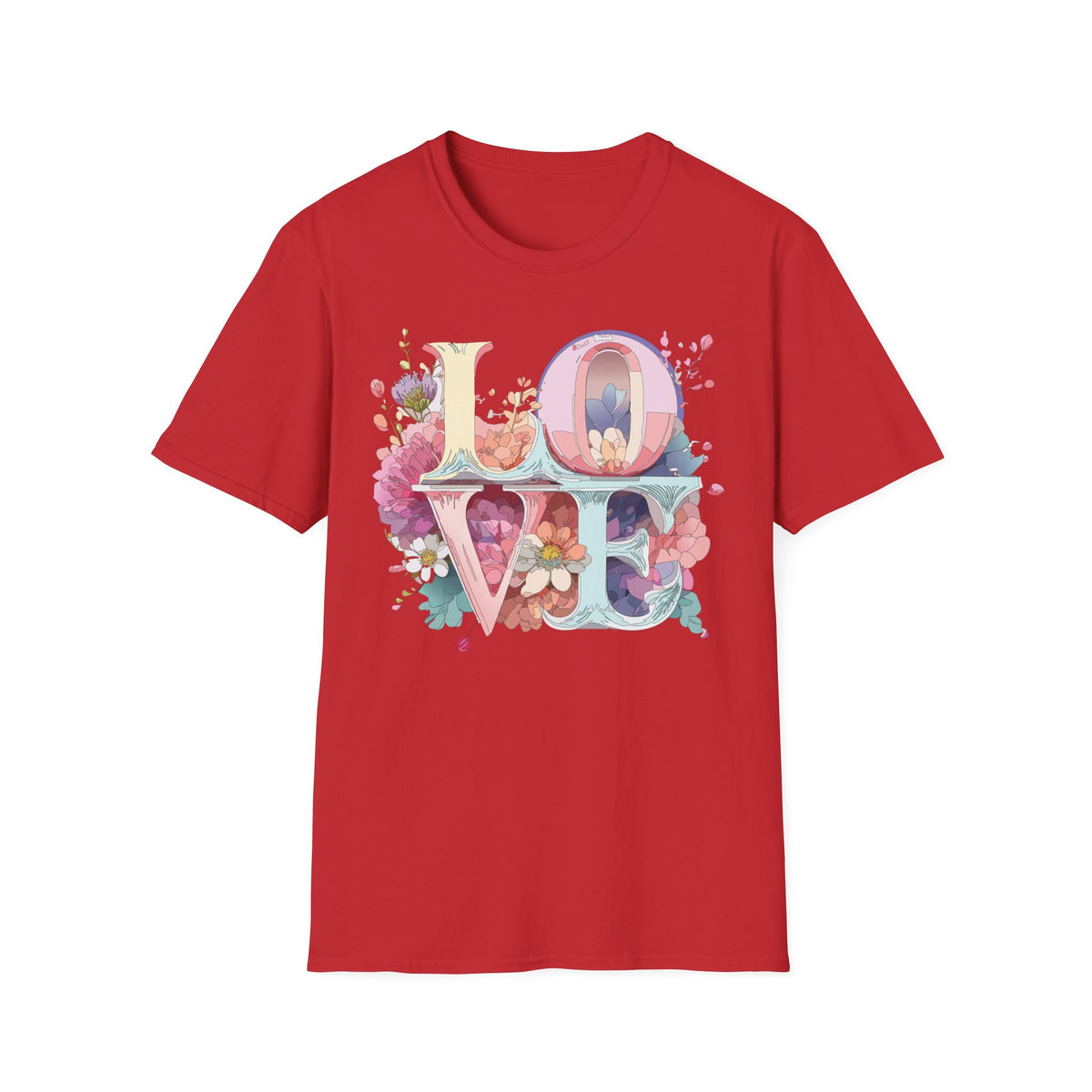 LOVE floral letter tee, T-Shirt | pastel bloom typography