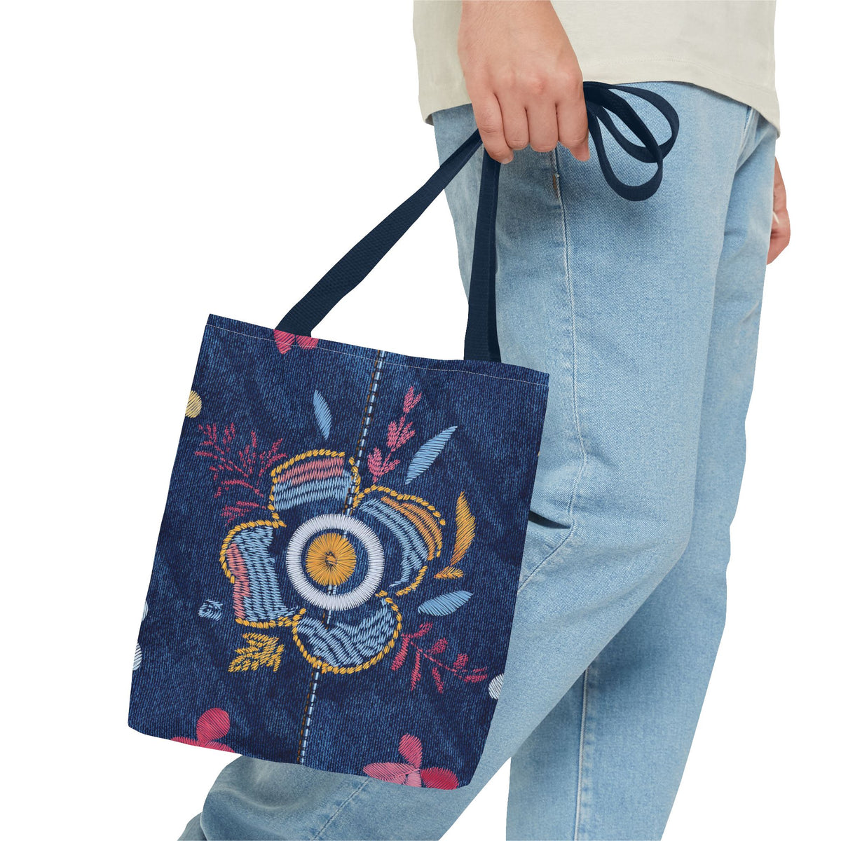 Denim Fabric Imitation Print Unisex Canvas Bag Poly Spun 3 Sizes Tote Bag 159-9