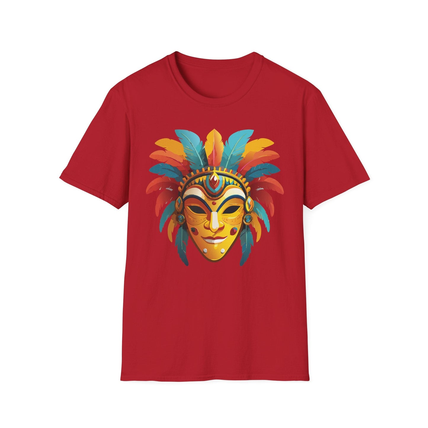 Mask Tee Shirt Unisex Masquerade Design Gildan Softstyle 100 Percent Cotton Tee for Everyday Comfort